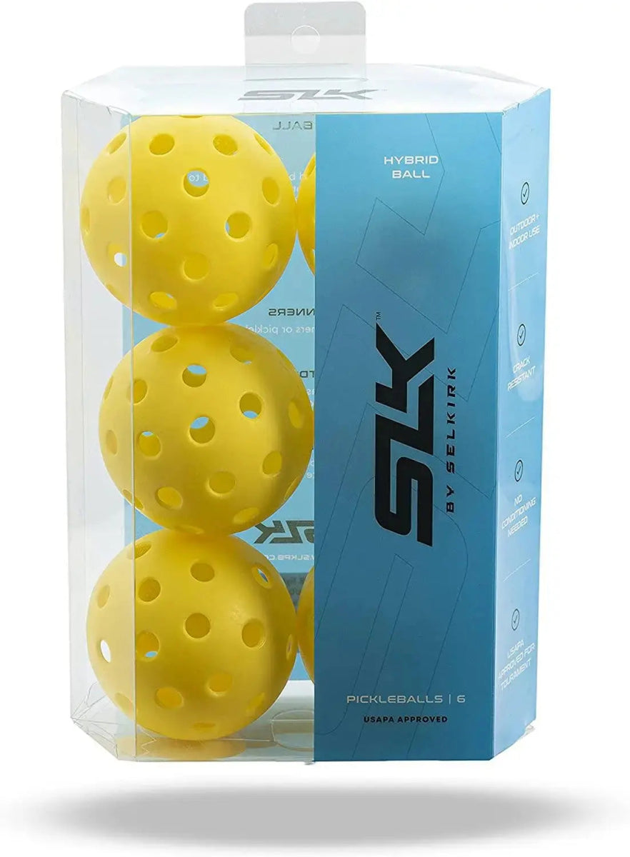 Selkirk SLK Hybrid Pickleballs - 6 Pack for Indoor & Outdoor Play | Durable & High-Performance Pickleball Set for Tournaments, Practice & Casual Games