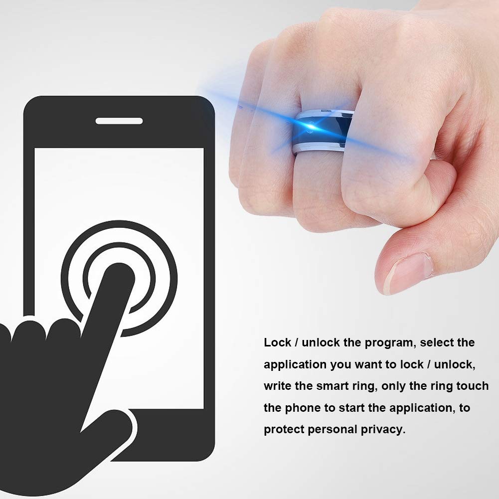 NFC Smart Ring - Multi-Function Wearable Device with Ultra Sensitive NFC Chip for Smartphones (Size 8) - Perfect for Contactless Payments, Smart Home Control & Digital Business Cards