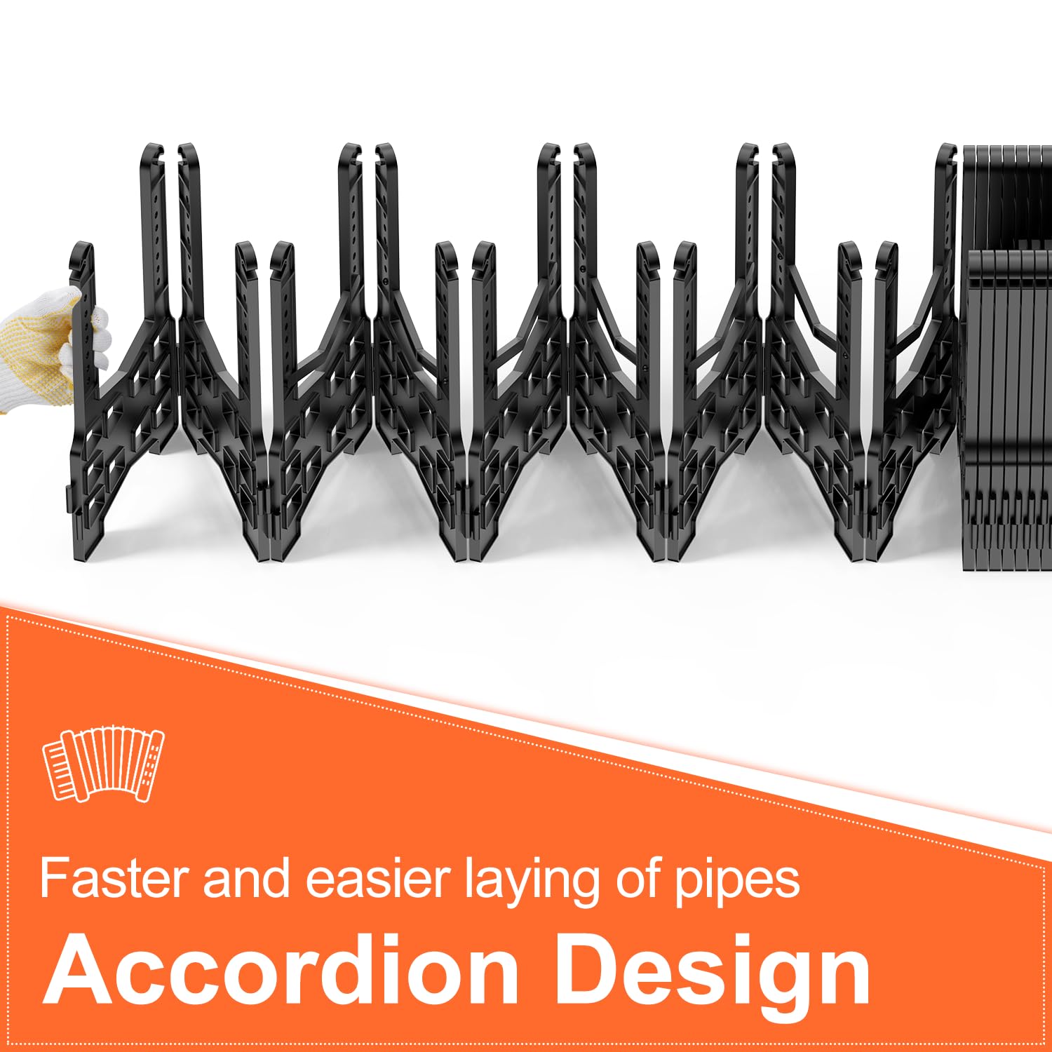 10 Ft RV Sewer Hose Support - Adjustable Height Accordion Design for Quick Installation | Fits All Travel Trailers & Campers | Perfect for RV Dump Stations & Campground Waste Management