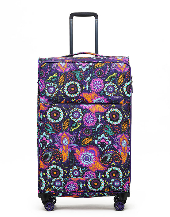 Tosca SO LITE AIR5055 79cm Large Spinner Luggage with Paisley Design - Lightweight Suitcase for Travel, Business Trips & Vacations