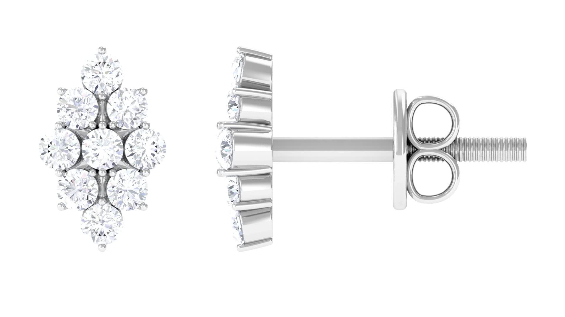 0.50 CT Diamond Cluster Stud Earrings for Women - 14K Solid Gold Floral Cocktail Earrings | Elegant Jewelry for Parties, Weddings & Special Occasions