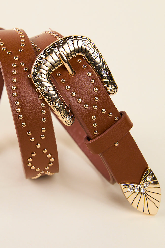 Stylish Brown Studded Western Belt for Men & Women | Genuine Leather Cowboy Belt | Perfect for Rodeo, Country Music Festivals & Western Fashion Outfits