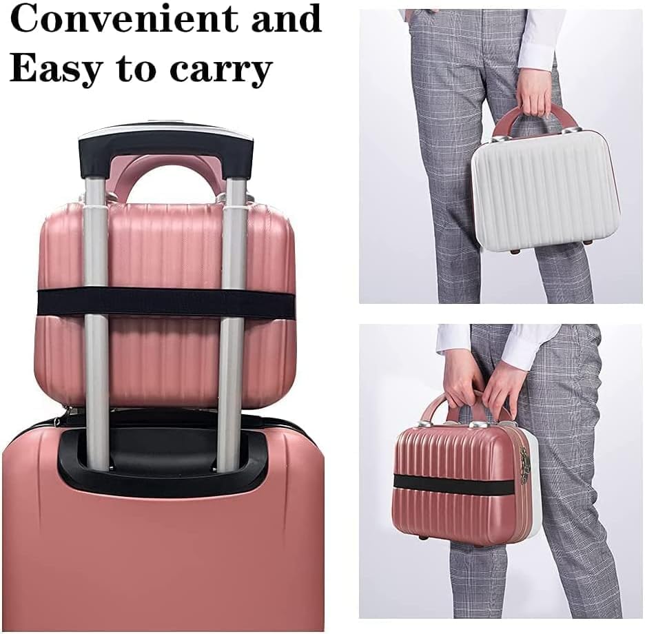 LOOKMINT Mini Hard Shell Travel Makeup Case with Lock - Waterproof Cosmetic Organizer for Women | Portable Vanity Suitcase with Password Zipper | Perfect for Air Travel, Gym & Daily Storage (JK-46)