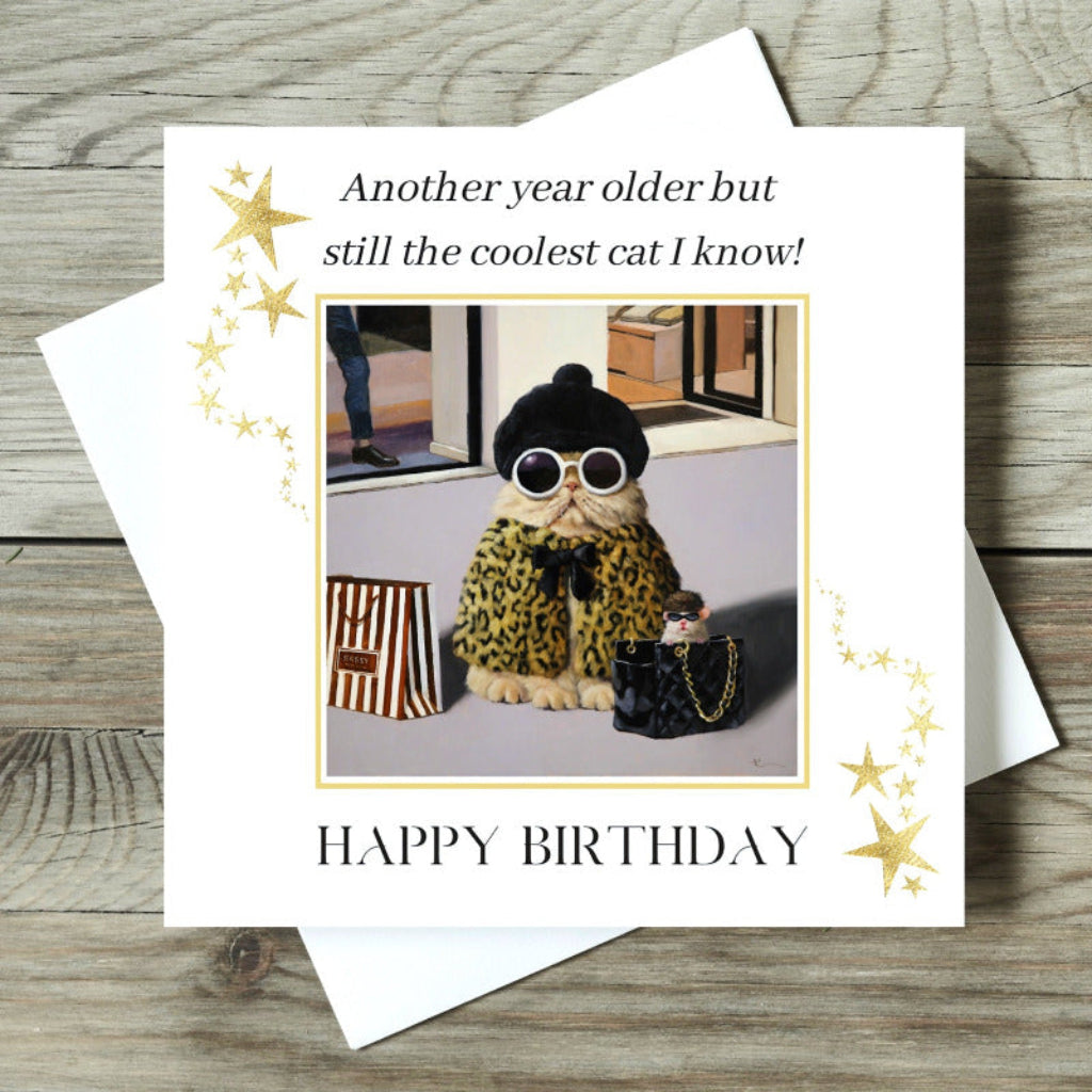 Funny Cat Birthday Card - Cool Cat Design by Lucia Heffernan | Perfect for Cat Lovers & Birthday Gifts | Great for Parties, Greetings & Special Occasions