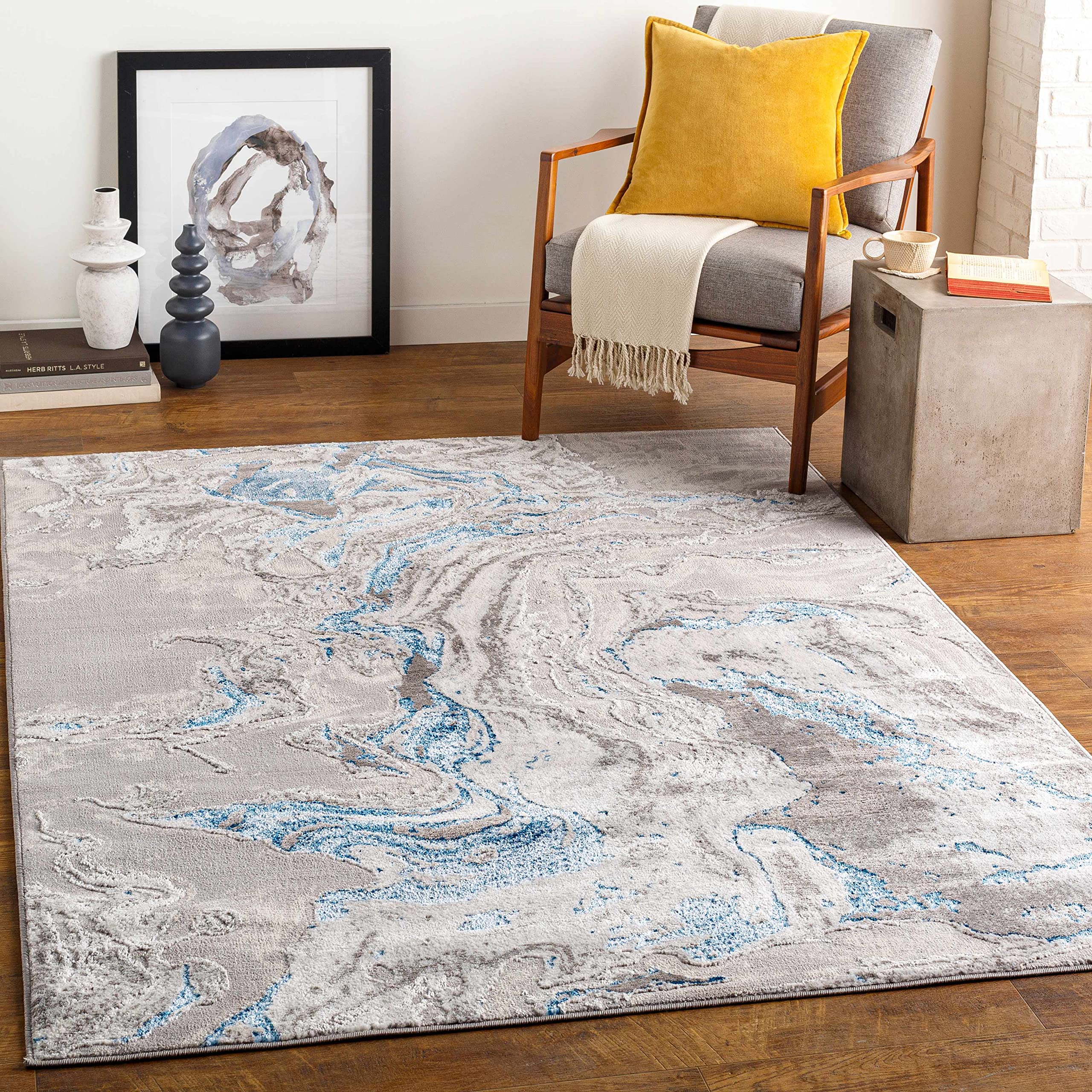 Hauteloom Speldhurst Modern Beige & Blue Area Rug 6'7