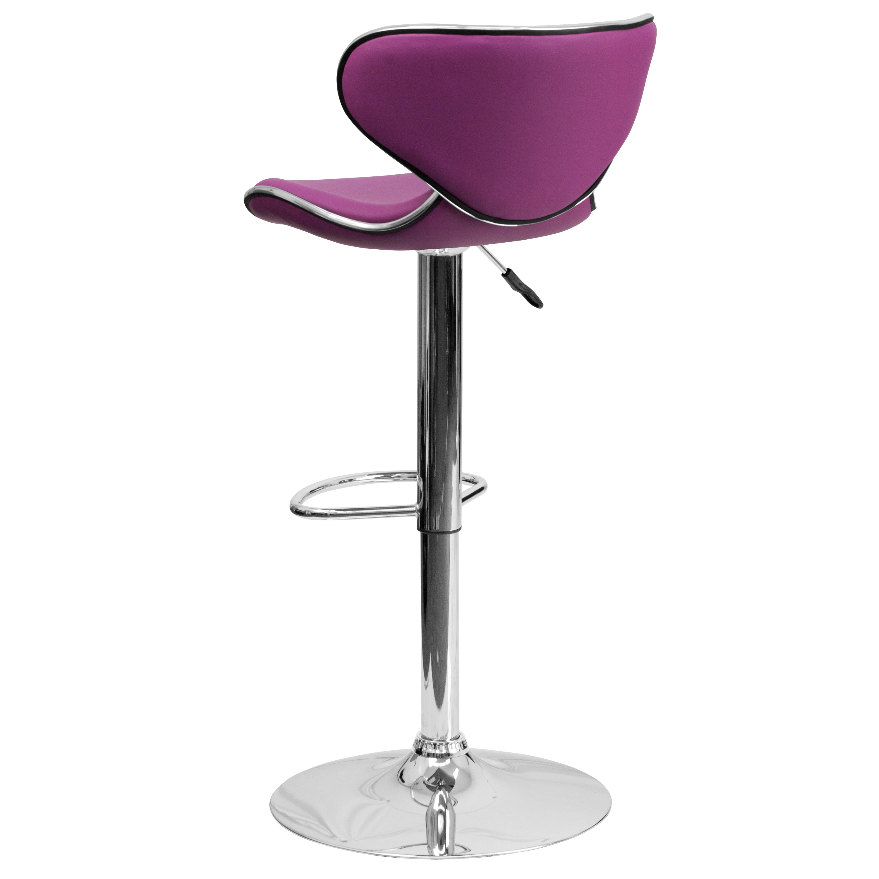 Devin Contemporary Adjustable Height Barstool - Black Vinyl Upholstery, Chrome Base - Modern Kitchen Island & Home Bar Stool for Dining & Entertaining
