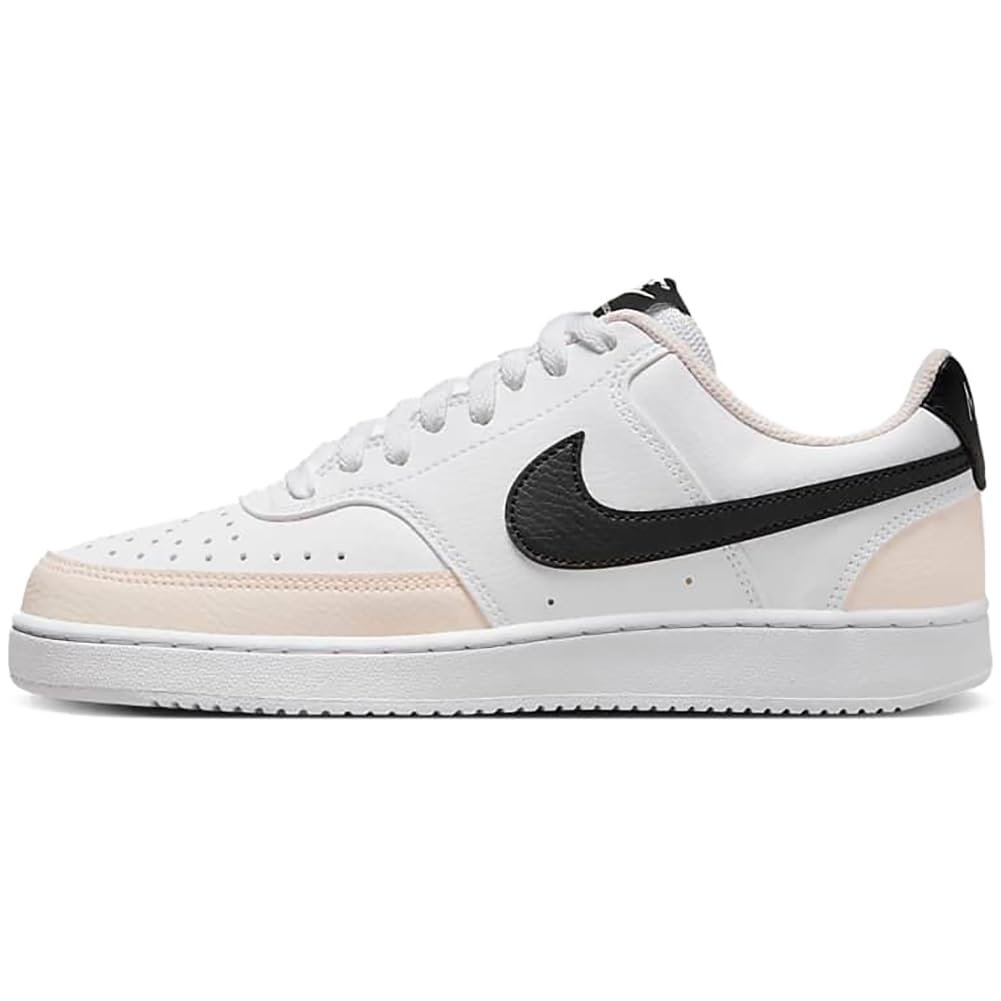 Nike Women's Court Vision LO Casual Sneakers - White/Black-Light Soft Pink (Size 7) | Comfortable Walking Shoes for Women | Perfect for Gym, Workout & Everyday Wear