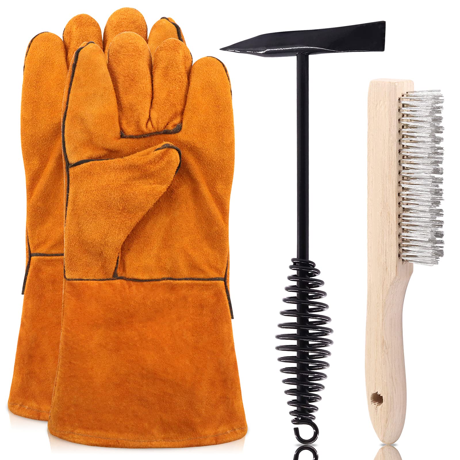 3-Pack Welding Tool Kit - Wire Brush, Chipping Hammer & Gloves for Slag Removal | DIY & Professional Use