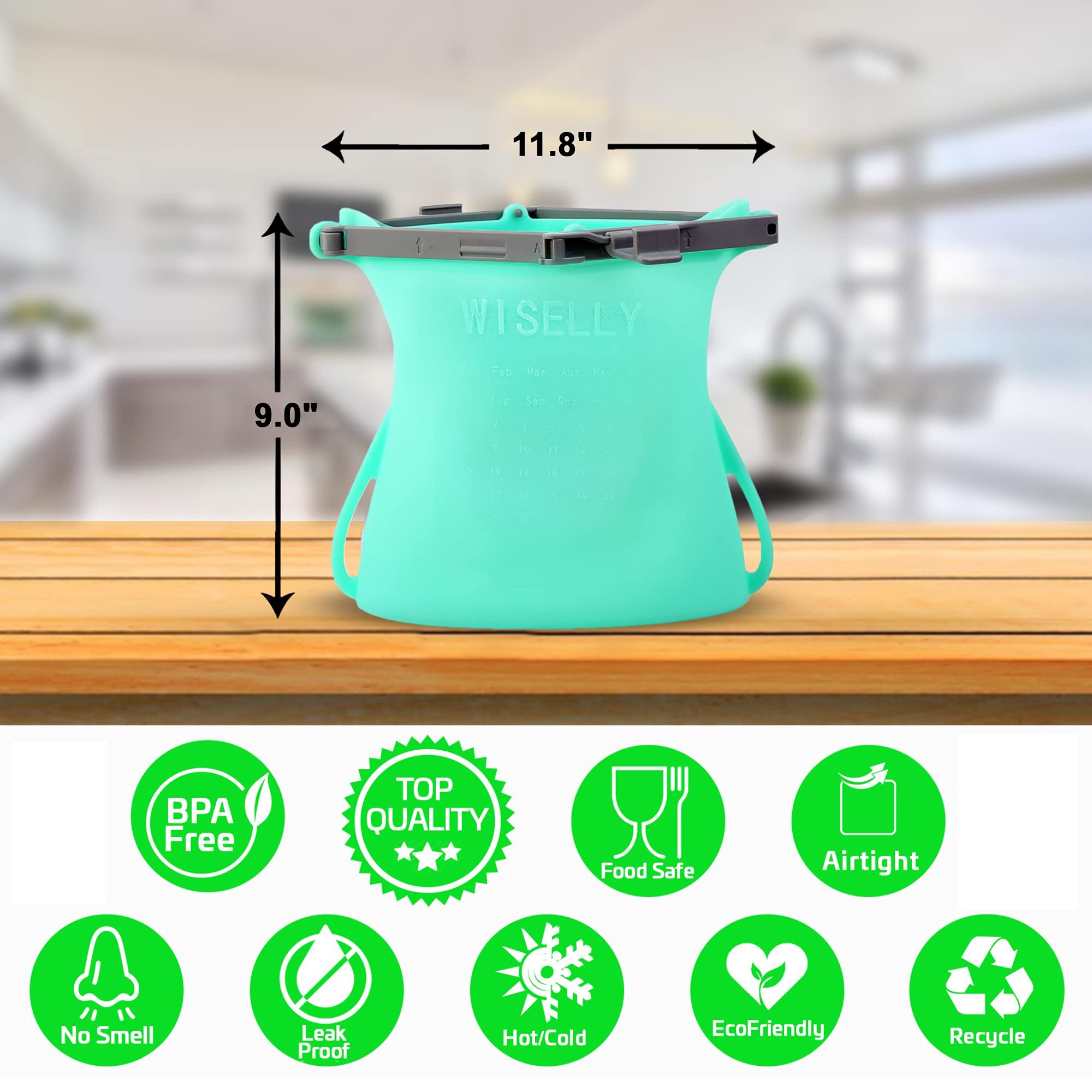 Eco-Friendly 101 Oz Reusable Silicone Food Storage Bags - Stand-Up Collapsible Design, Microwave & Freezer Safe, Dishwasher Safe - Perfect for Meal Prep, Leftovers & Snacks Storage - Reduce Single-Use Plastic Waste