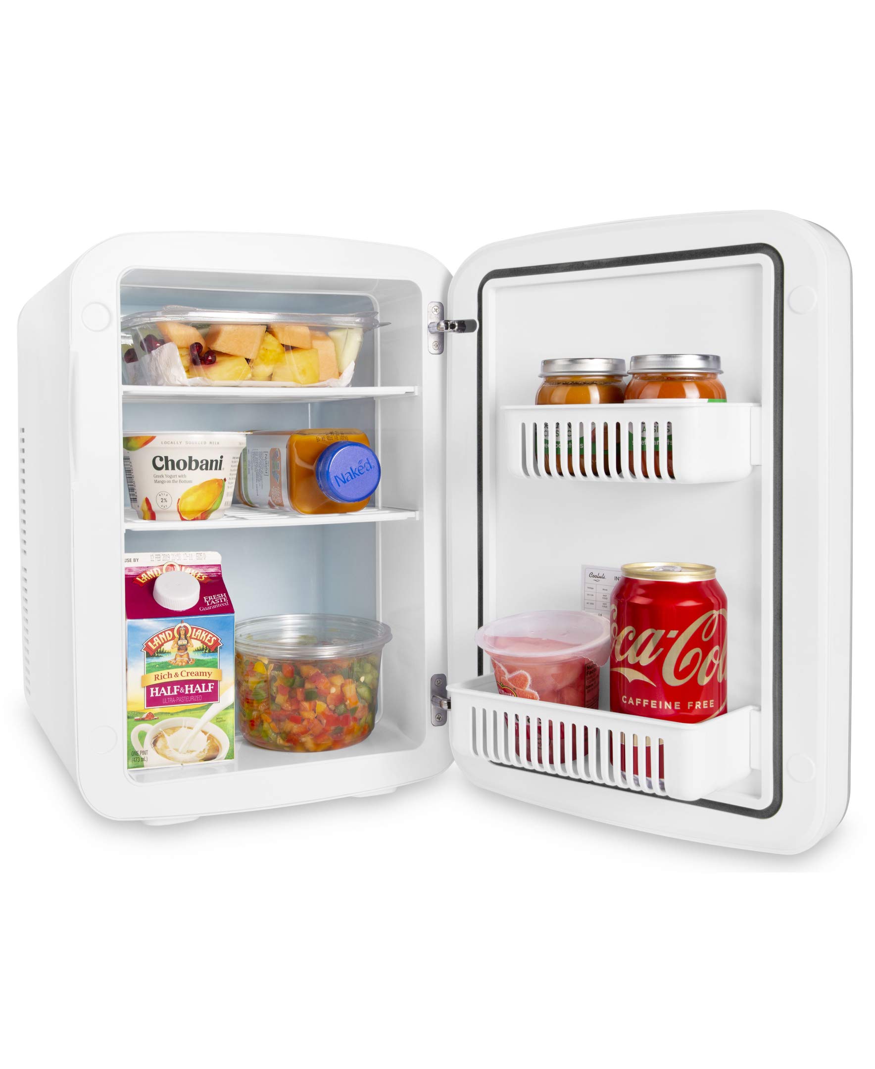 Cooluli 15L Mini Fridge for Bedroom, Car, Office & Dorm - 12V Portable Cooler & Warmer for Food, Drinks, Skincare & Makeup - AC/DC Compact Refrigerator with Glass Front (Blue, 15 Liter) - Perfect for Cosmetics Storage, Beverage Chilling & Snack Preservation