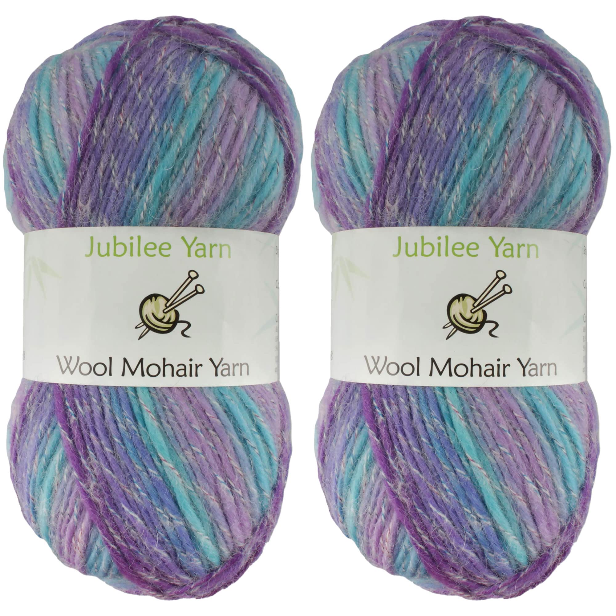 JubileeYarn Wool Mohair Yarn - Ombré Worsted Weight Yarn - 100g/Skein (2 Skeins) - Easter Egg Color - Perfect for Knitting Sweaters, Scarves & Winter Accessories