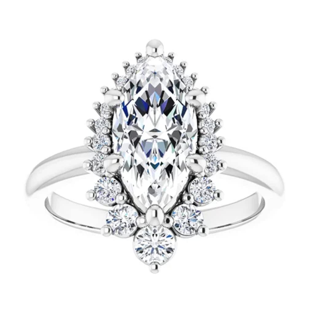 3 CT Marquise Cut Colorless Moissanite Engagement Ring for Women - Sterling Silver/Solid Gold Wedding Band Set - Diamond Alternative Solitaire Prong Ring - Perfect for Proposals, Anniversaries & Bridal Jewelry