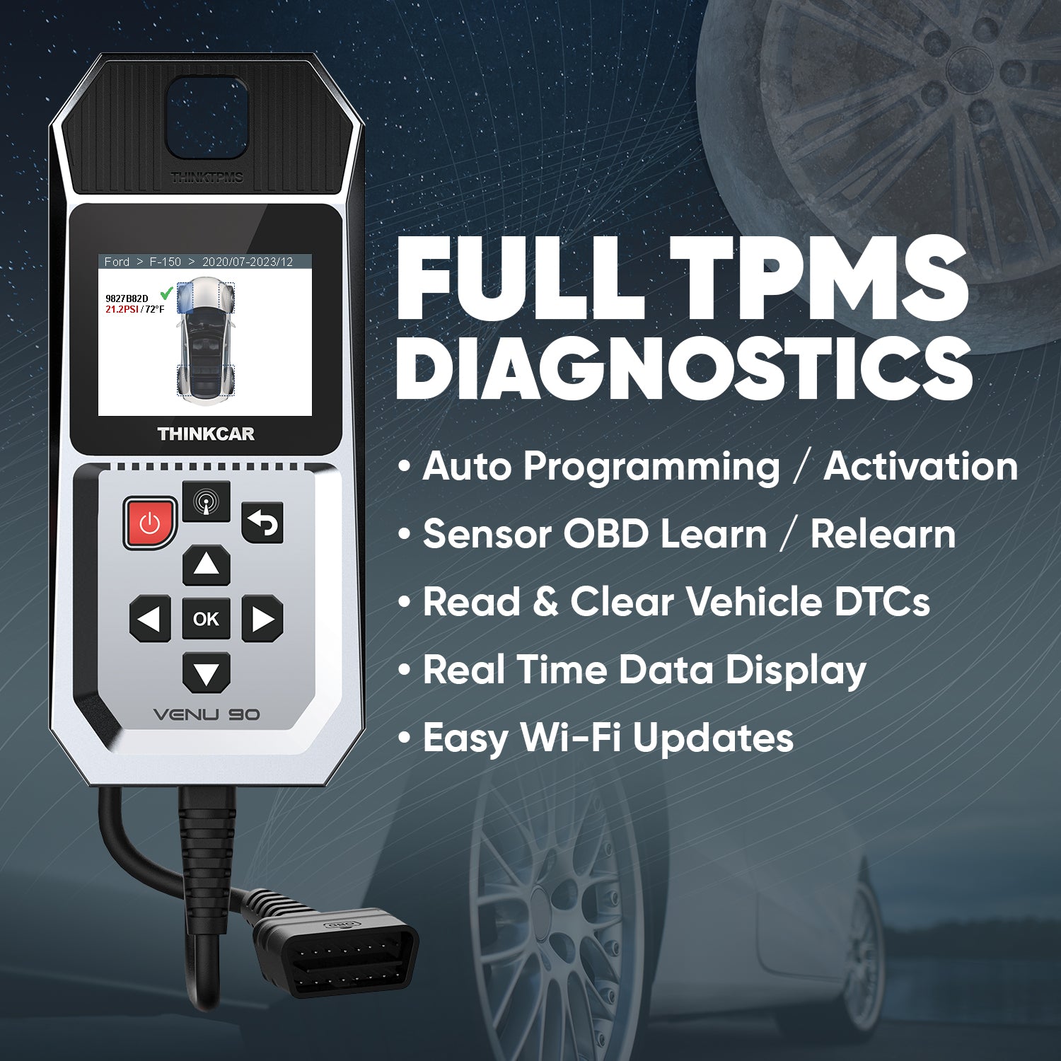 THINKCAR VENU 90 TPMS Activation & Diagnostic Tool for Tire Pressure Monitoring System - Perfect for Auto Shops, Mechanics & DIY Car Maintenance