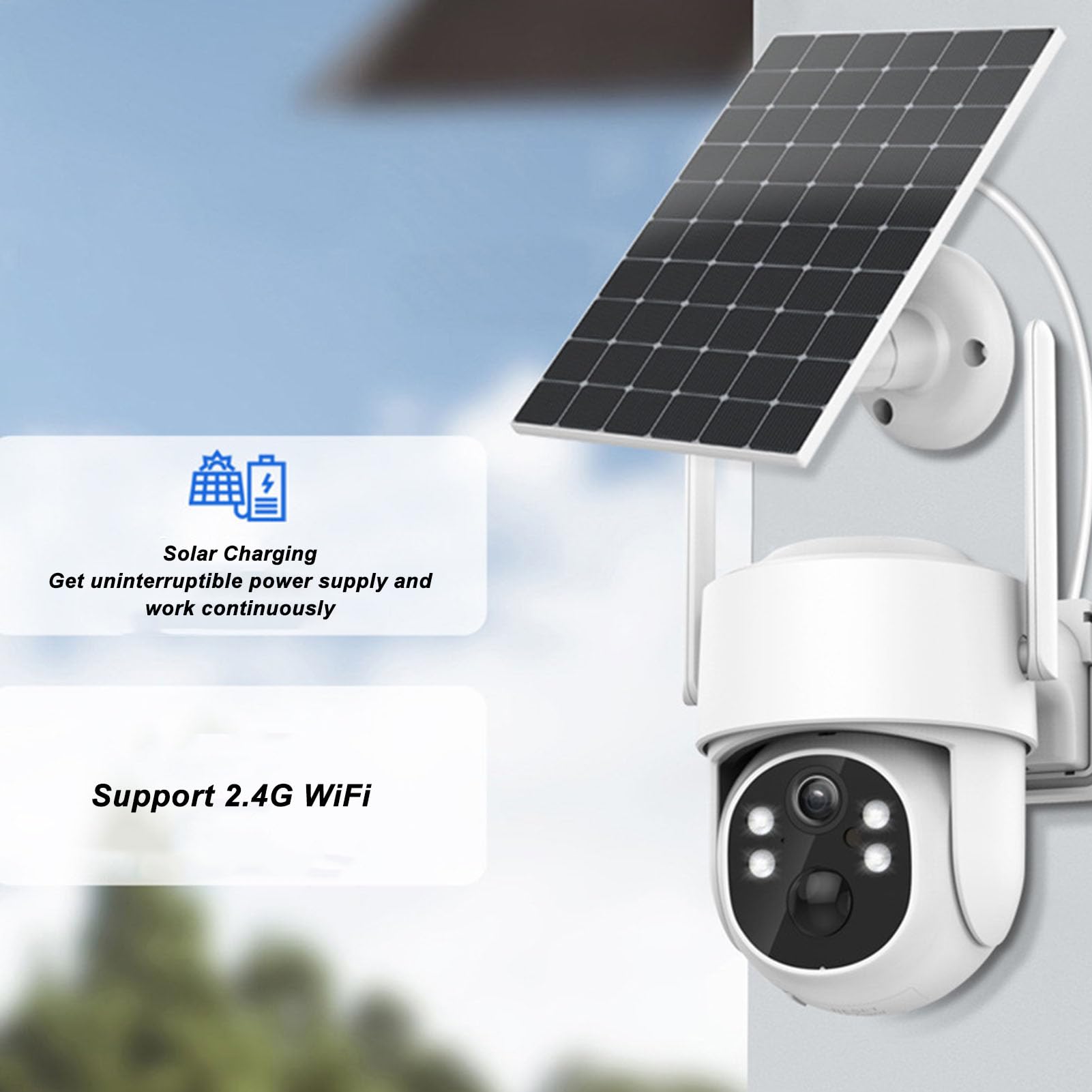 Gearwell Solar Security Camera Wireless Outdoor, WiFi Solar Panel Surveillance Camera with Night Vision & IP66 Waterproof - Ideal for Home, Yard, and Business Security Monitoring