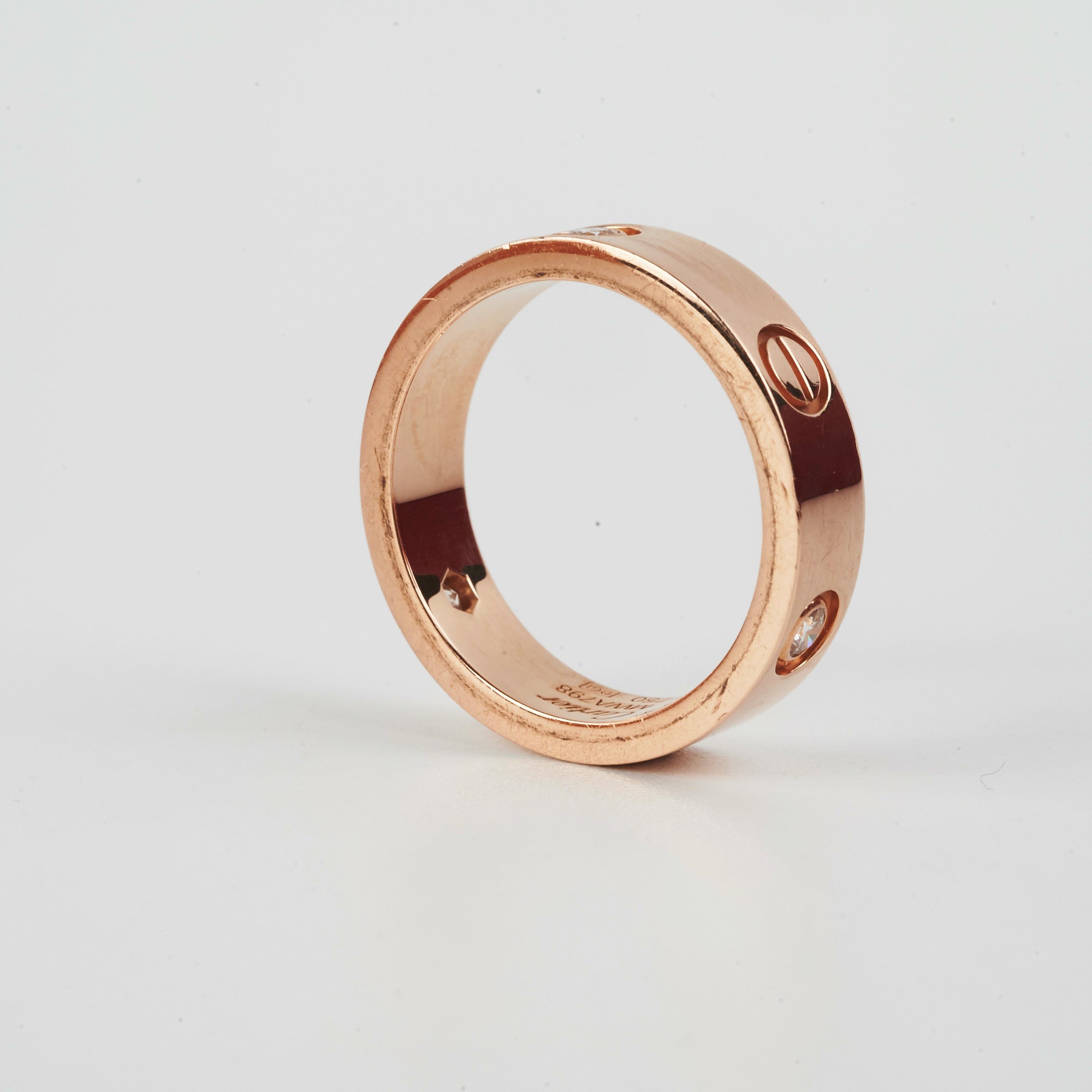Cartier Love Ring 18K Rose Gold with 3 Diamonds - Size 59 Wedding Band, Anniversary Gift for Her, Romantic Jewelry for Couples