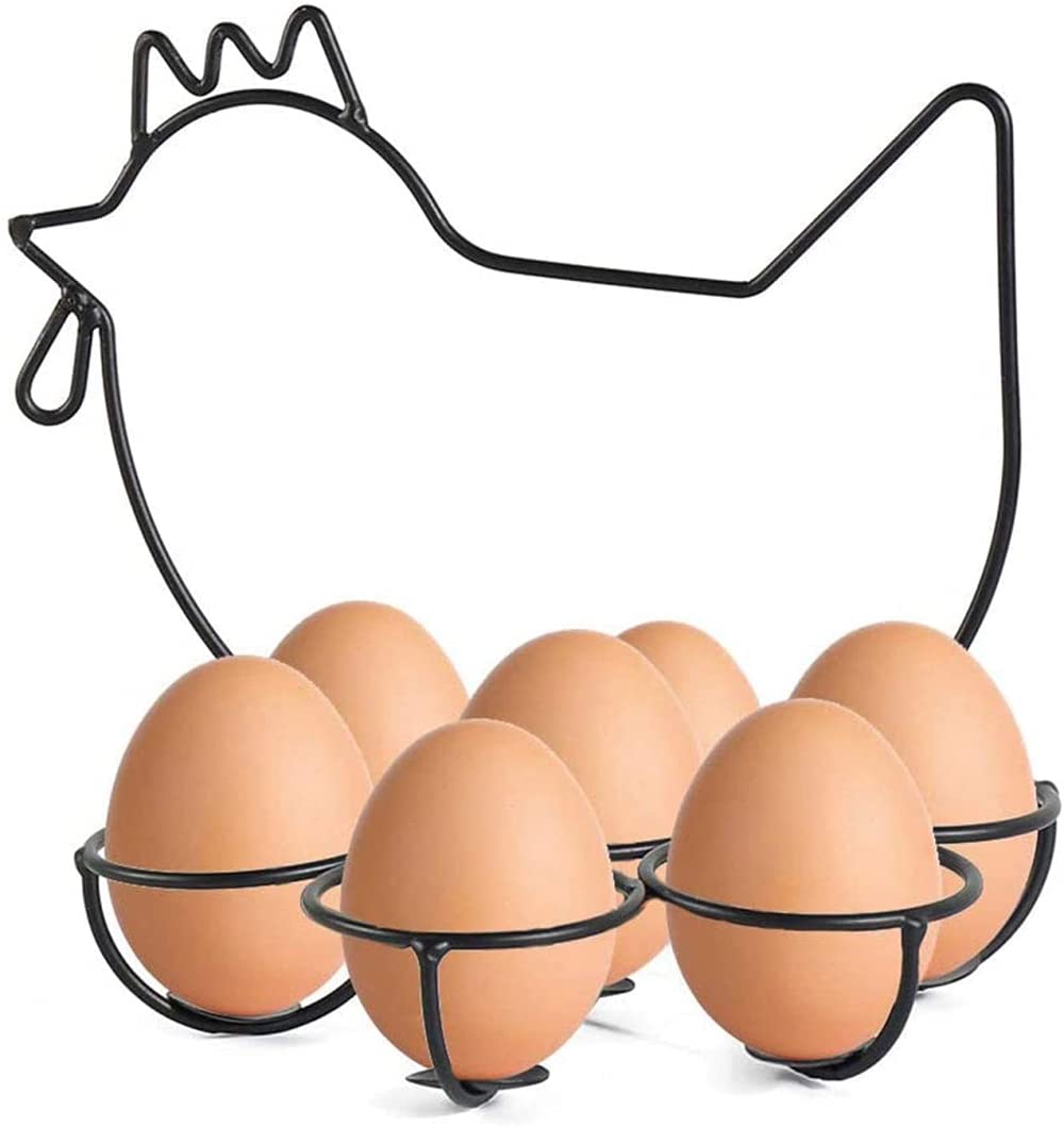 GZCOS Chicken Shaped Metal Wire Egg Holder Basket - Creative Kitchen Storage Organizer for Eggs, Countertop Decor - Perfect for Farmhouse Style Kitchens, Breakfast Nook Display & Easter Decorations