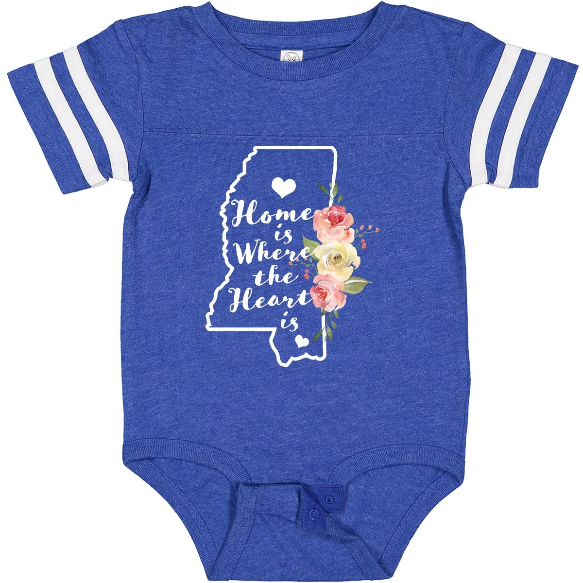 Inktastic Mississippi Home is Where The Heart is Watercolor Baby Bodysuit - Soft Cotton Onesie for Newborns, Infants & Toddlers - Perfect for Family Photos, Holidays & Everyday Wear