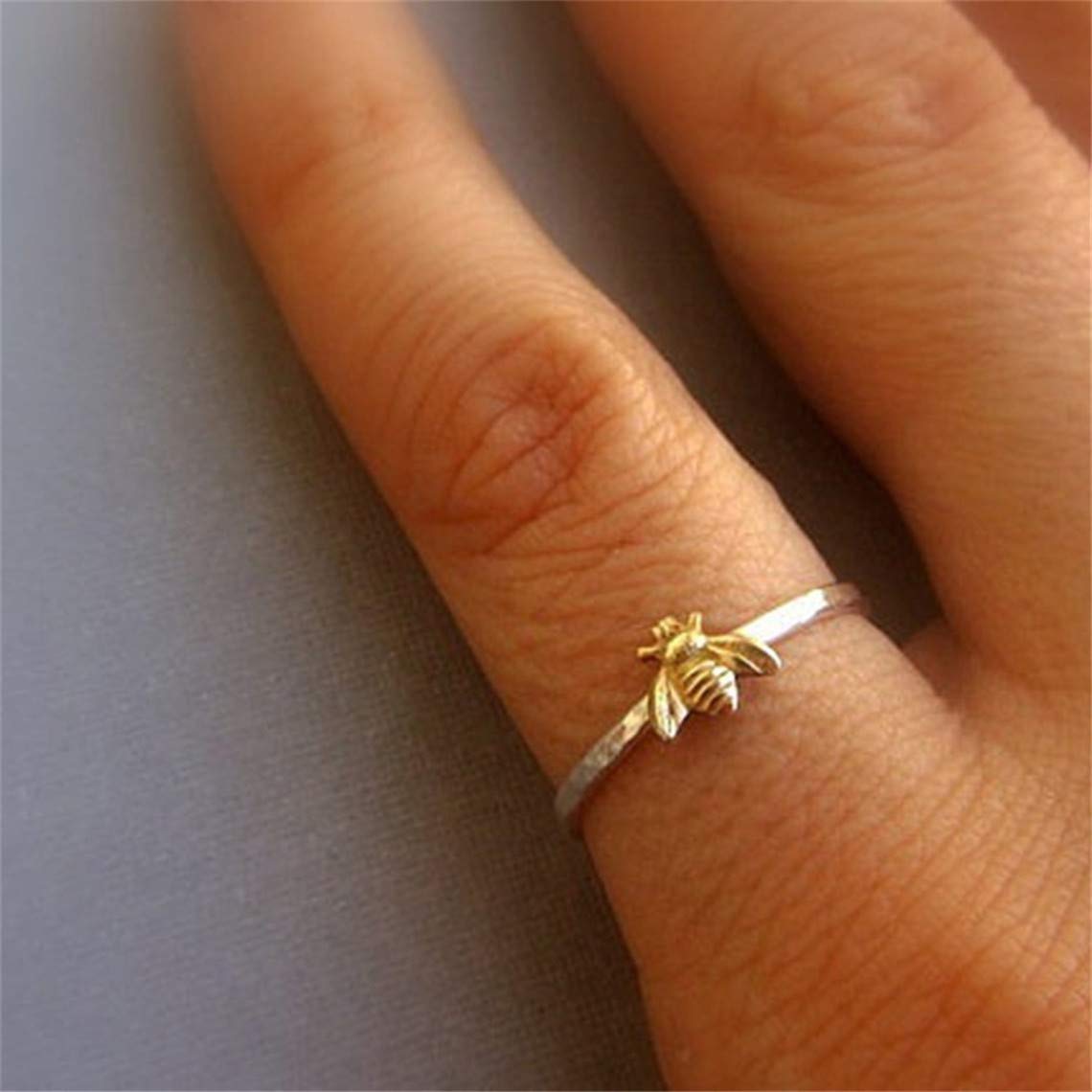 Cute Gold Honey Bee Ring for Women - Wedding Band & Lucky Jewelry for Daily Wear
