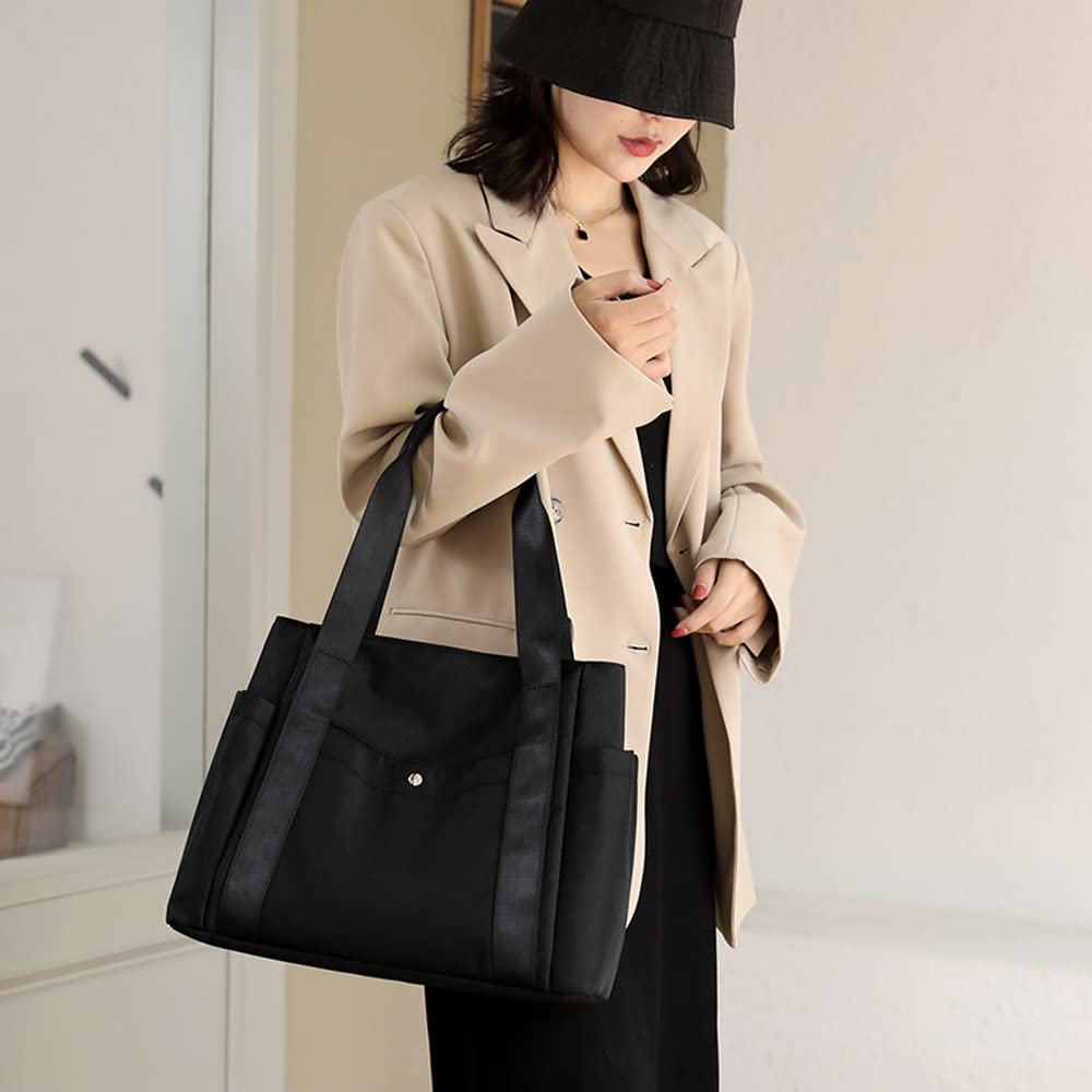 Stylish Nylon Tote Bag for Women - Lightweight Casual Handbag with Multiple Pockets & Top Handle - Perfect for Work, Shopping, Travel & Daily Use