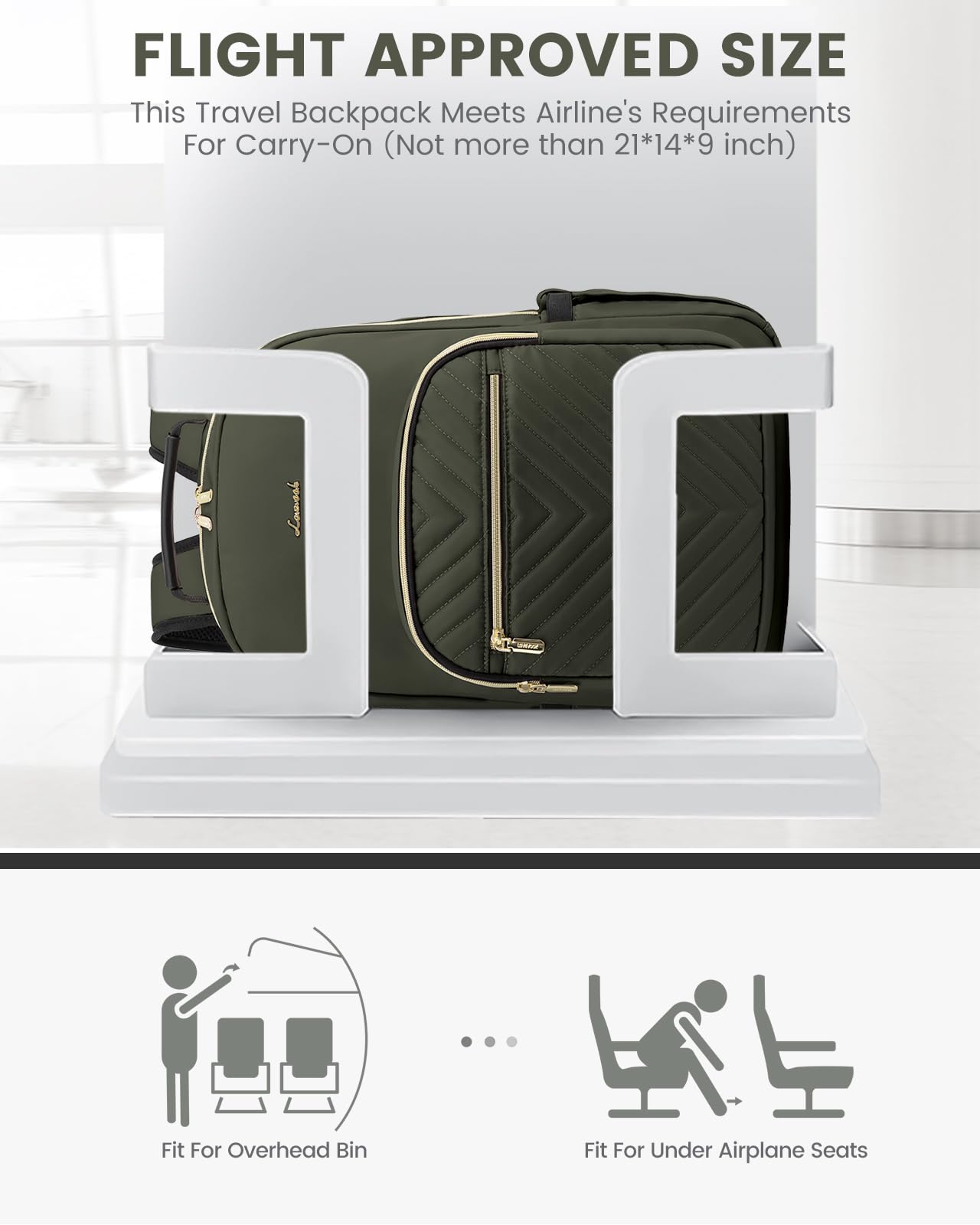 LOVEVOOK Women's 17-inch Laptop Backpack - Stylish Army Green Travel Computer Bag for College, School, and Outdoor Adventures, Perfect for Work, Study, and Daily Commute