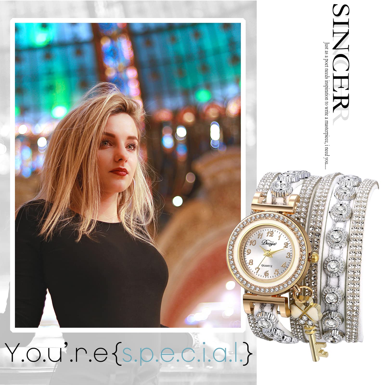Avaner Bohemian Leather Wrap Watch with Rhinestones for Women - Perfect for Casual & Dressy Outfits
