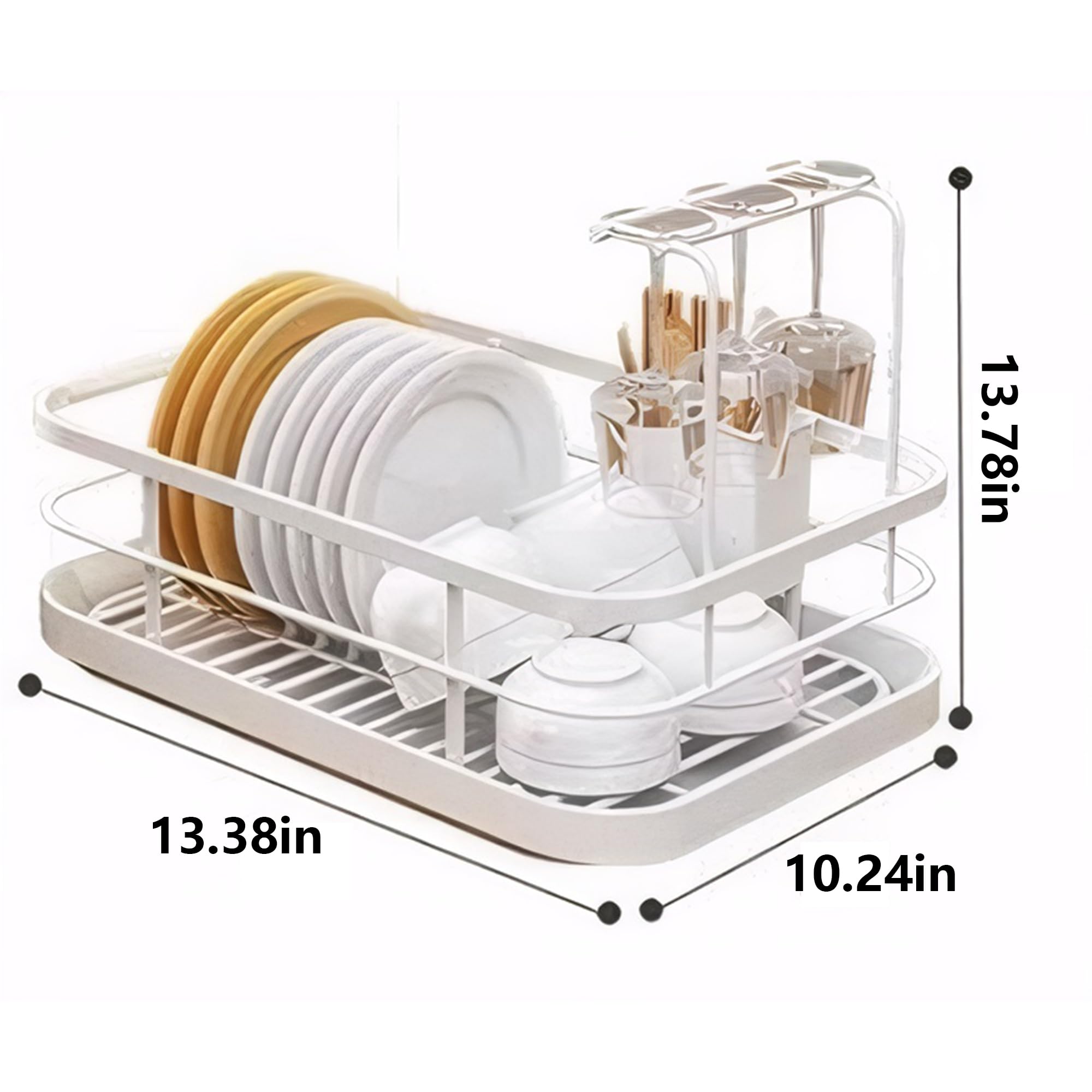 2024 Premium Dish Drying Rack - 3-in-1 Space Saving Kitchen Organizer with Utensil Holder & Wine Glass Rack | Sturdy Countertop Drying Station for Dishes, Cups & Cutlery | Perfect for Small Kitchens, Apartments & RV Use