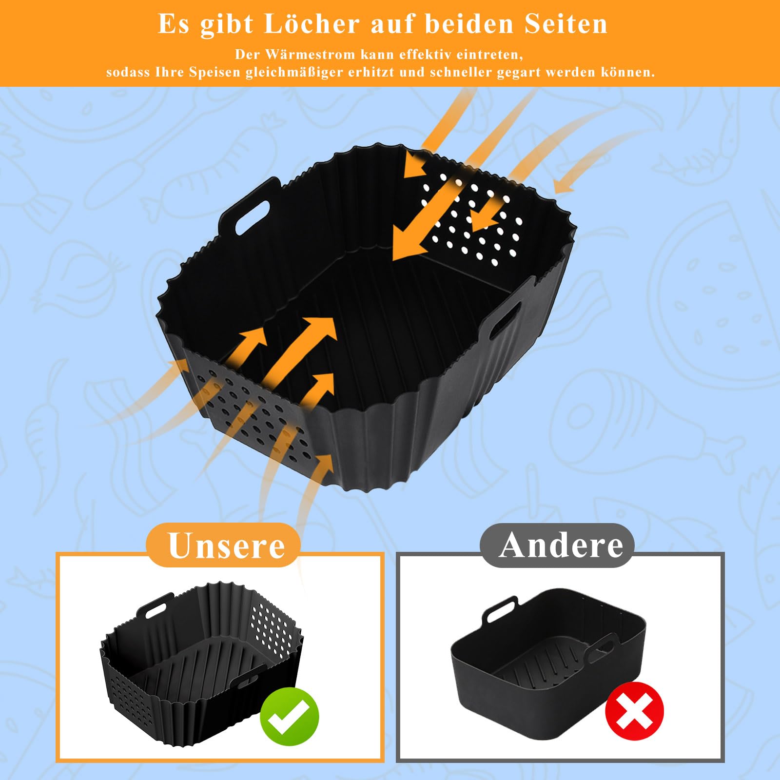 Ninja Double Stack XL Air Fryer Silicone Mold for SL400EU AF400EU AF300EU - Non-Stick Baking Accessory for Ninja, Innsky, Princess, Emerio 7.6L-9.5L - Perfect for Roasting, Baking & Reheating in Air Fryers