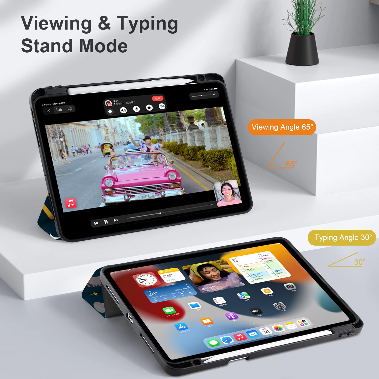 Batianda Shockproof Case for iPad 11 (2025 A16 Chip) & iPad 10th Gen 10.9-inch (2022) - Clear Transparent Back Shell with TPU Bumper, Built-in Pencil Holder, Auto Sleep/Wake | Astronaut Planet Design | Perfect for Work, School & Travel Protection