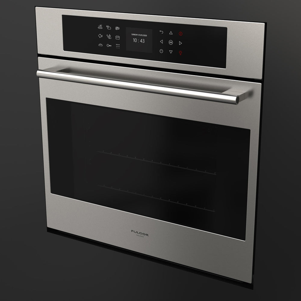 Fulgor Milano 24 Inch Stainless Steel Electric Single Wall Oven with Self-Cleaning & Convection - F7SP24S1 | Perfect for Modern Kitchens, Baking, Roasting & Entertaining