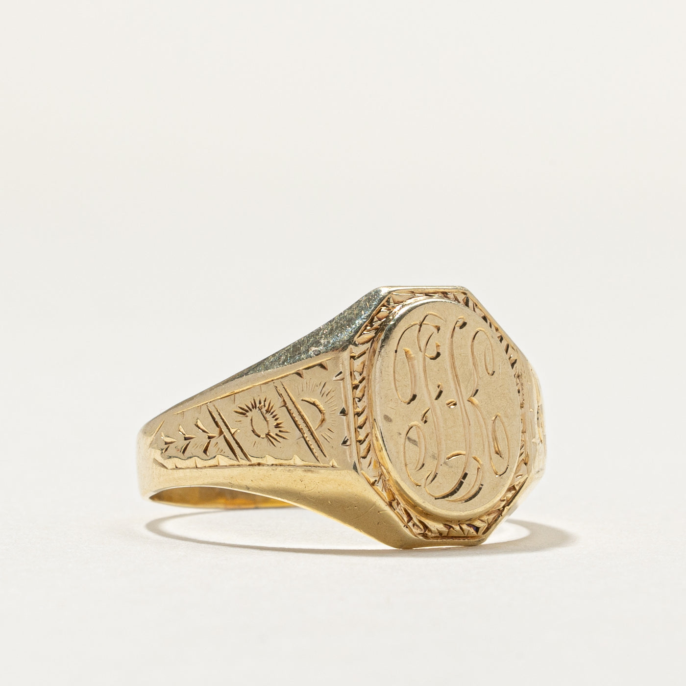 Vintage 14K Yellow Gold FK Initial Signet Ring for Men - Size 10 | Personalized Monogram Jewelry Gift for Birthday, Anniversary & Graduation | Perfect for Formal Events & Everyday Wear