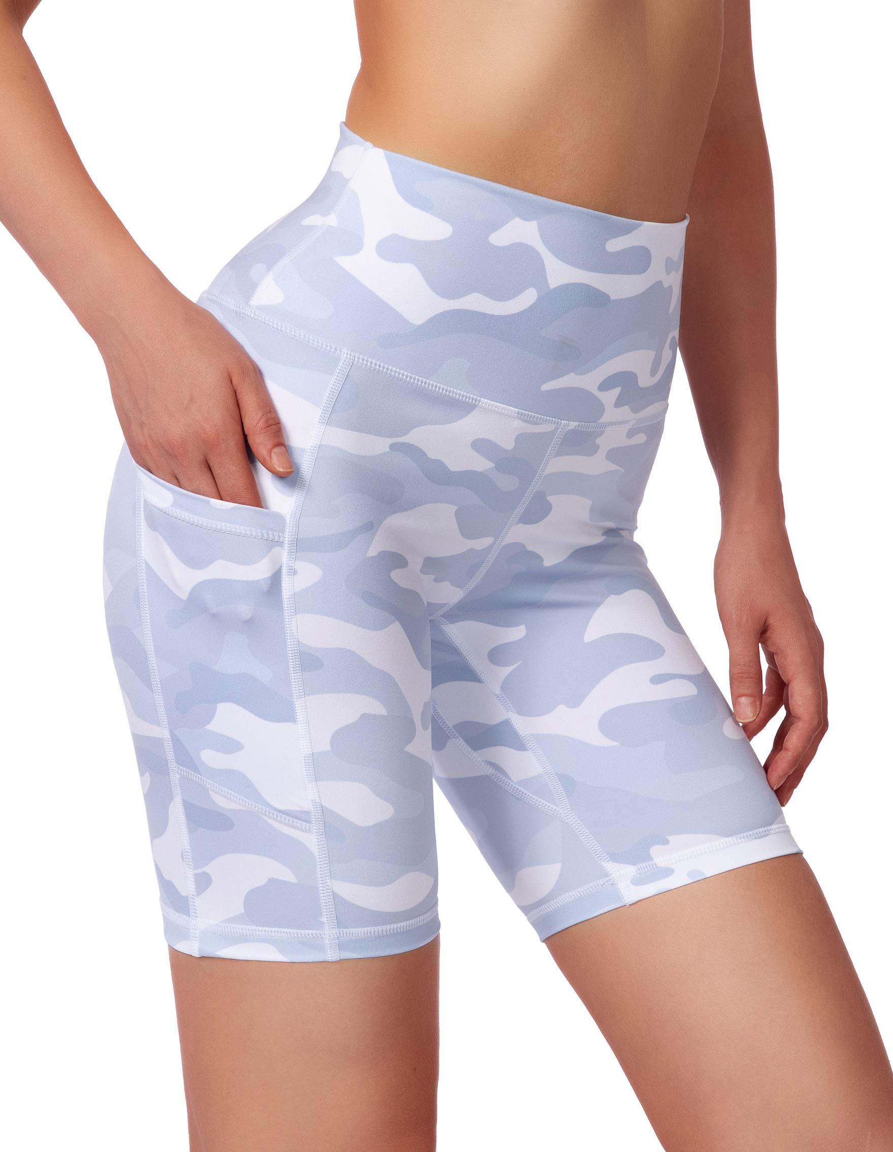 Women's High Waist Yoga Shorts with Side Pockets - Tummy Control Running & Gym Workout Biker Shorts - 8