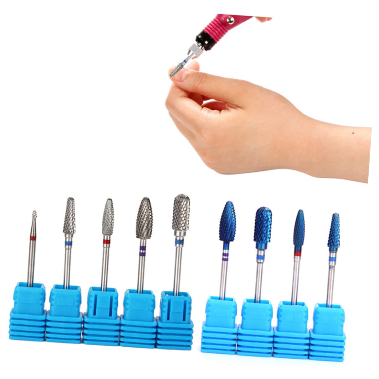 LALAFINA 2-Piece Tungsten Steel Nail Drill Bits Set - Electric Nail File Bits for Professional Manicure & Pedicure, Round Head Design for Dead Skin Removal - Perfect for Nail Salons & Home Nail Care