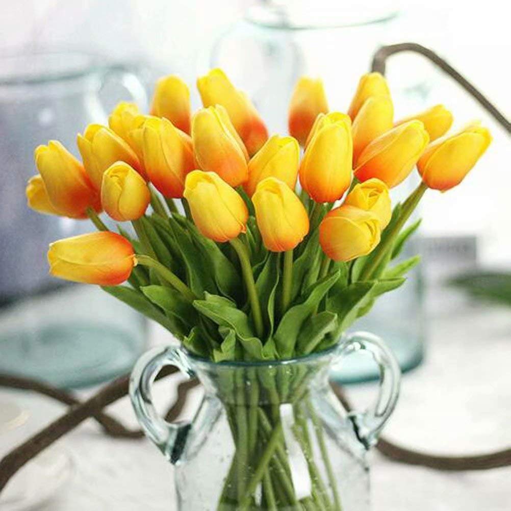 30PCS Real-Touch Artificial Tulip Flowers - PU Fake Tulips Bouquet for Home Decor, Wedding Centerpieces, Party Table Arrangements - Perfect for Spring Decor, Bridal Showers & DIY Floral Projects