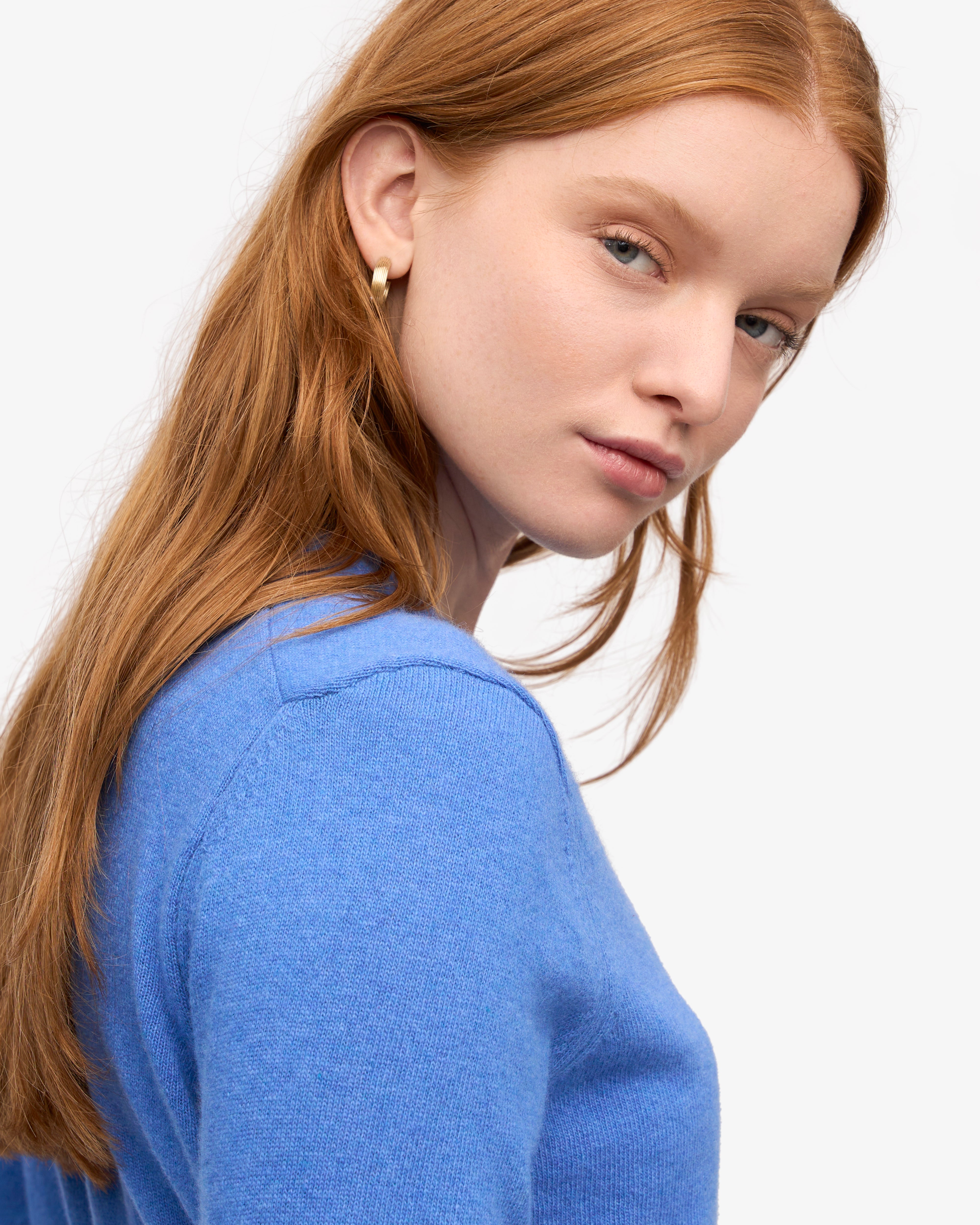 Women's Lightweight Merino Wool Crew Neck Sweater in Pacific Blue - Perfect for Fall Layering & Casual Office Wear