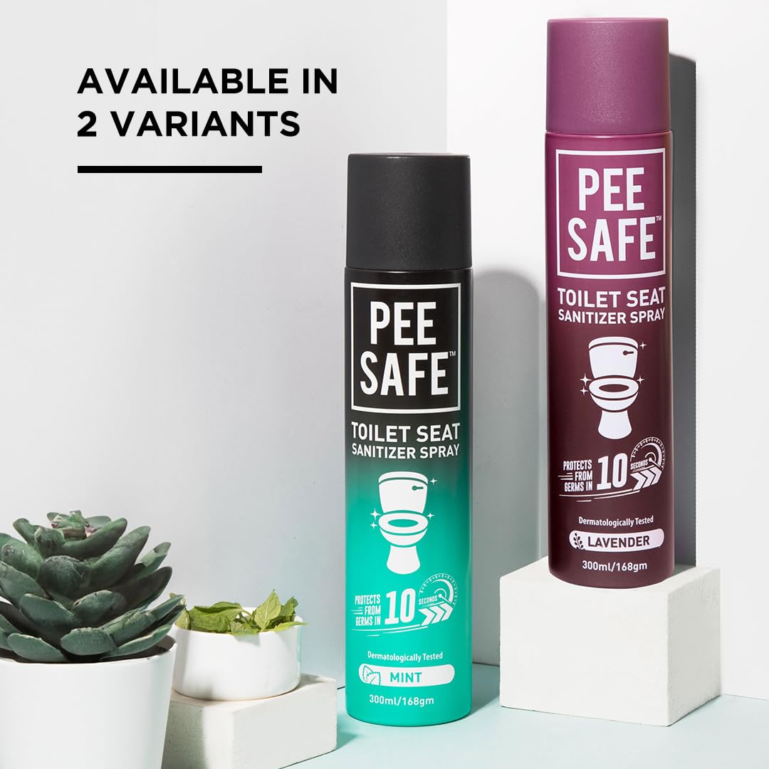 PEESAFE Toilet Seat Sanitizer Spray - 300ml Lavender Scented Bathroom Disinfectant | Kills 99.9% Germs, Prevents UTI & Infections | Travel-Friendly Toilet Cleaner with Odor Eliminator | Ideal for Home, Office & Public Restrooms