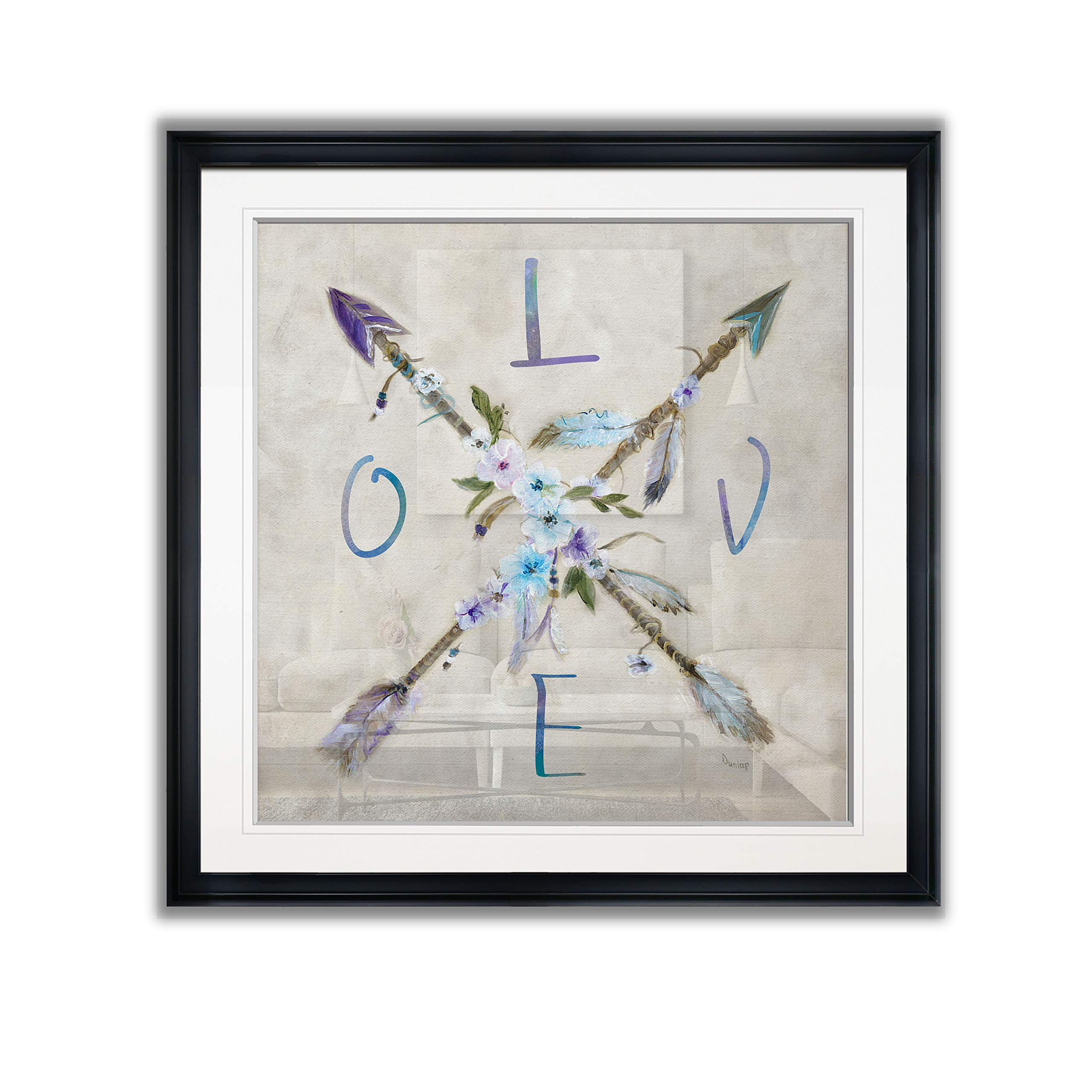 Boho Arrow Love Inspirational Art Quotes Wall Decor - Giclee Canvas Prints with Feather & Flower Motifs, Framed Painting for Living Room, Bedroom & Office Decor