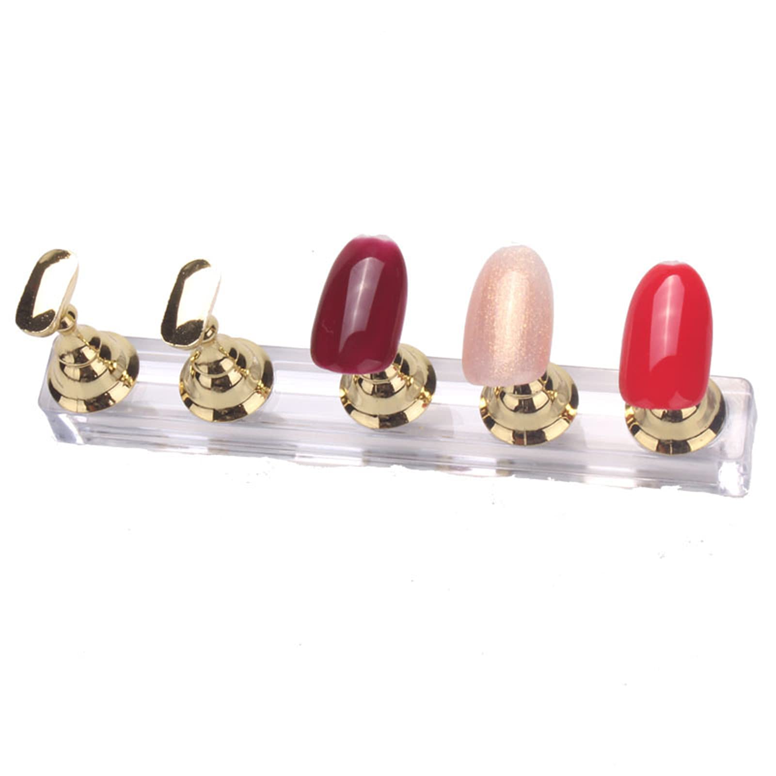 Magnetic Acrylic Nail Display Stand - Nail Tip Practice Holder for DIY Manicure & Nail Art, False Nail Application Tool - Perfect for Home Salon, Professional Practice & Nail Art Training (Golden)