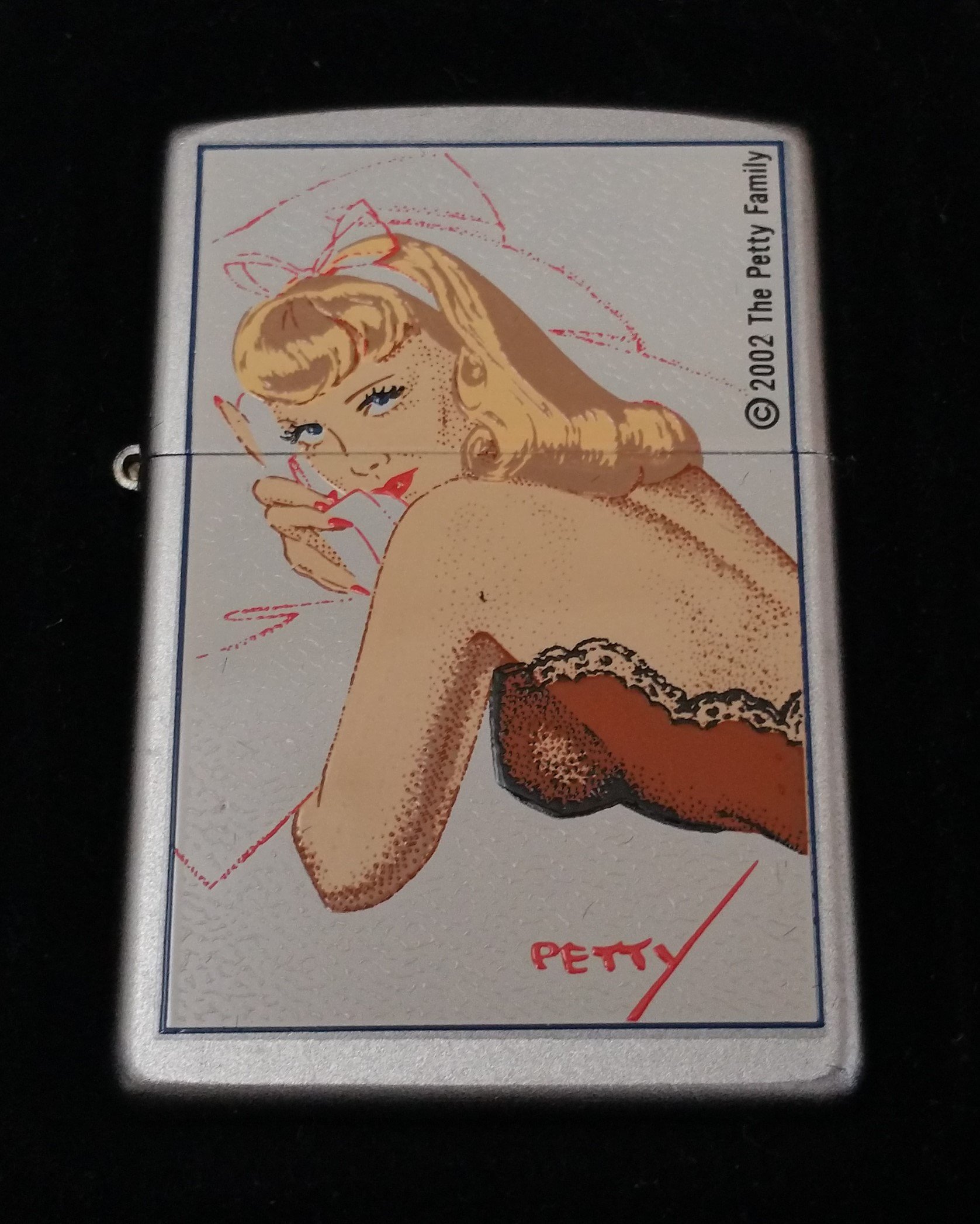 Zippo Lighter with Vintage Pinup Art - The Petty Girls Lady in Lace Design | Collectible Windproof Metal Lighter for Smoking, Camping & Gifts