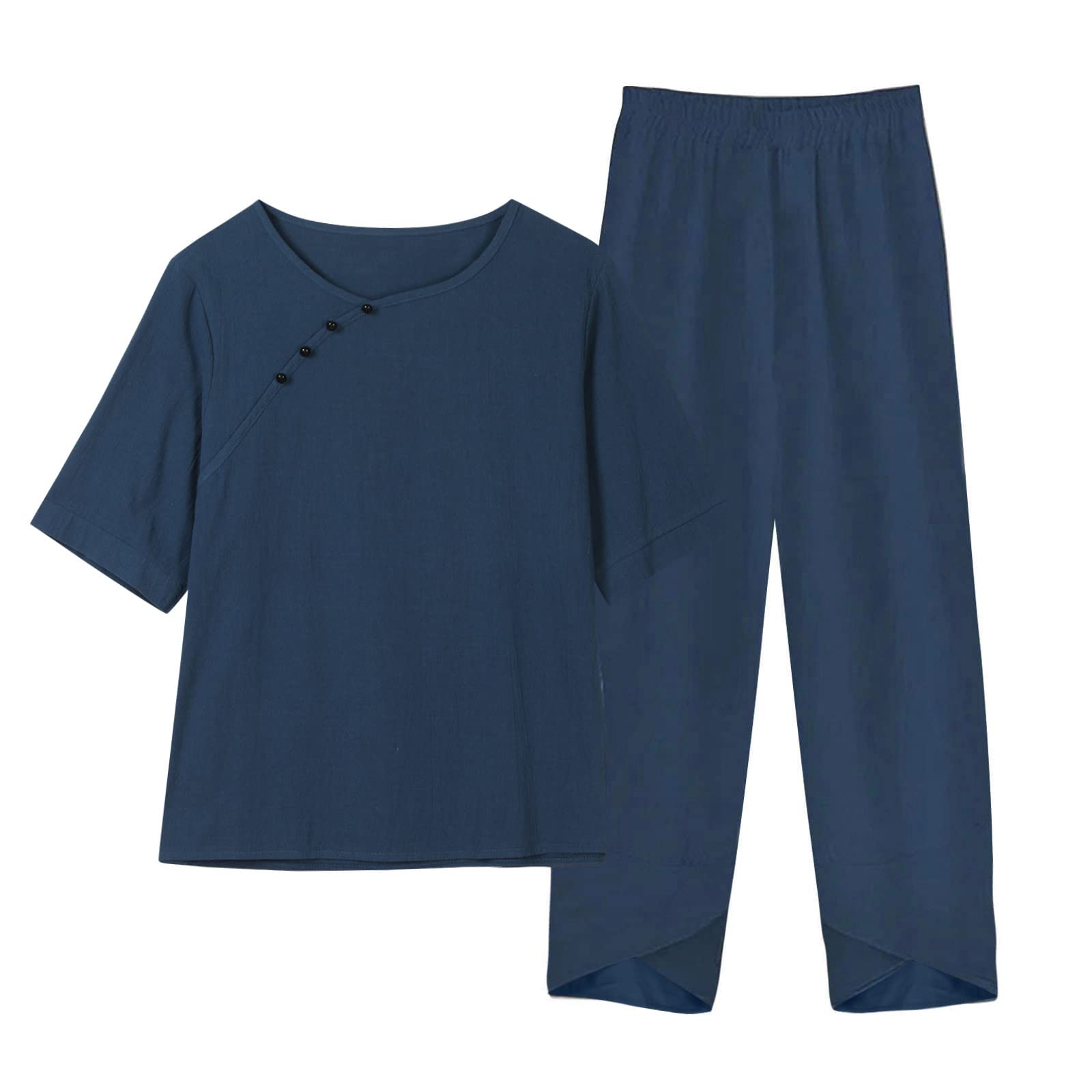 Women's Casual Loungewear Sets - 100% Cotton Linen Jogging Suits with Wide Leg Pants | Soft & Comfortable Lounge Dresses & Sweatpants Gift Set for Women | Perfect for Home Relaxation, Yoga & Weekend Wear