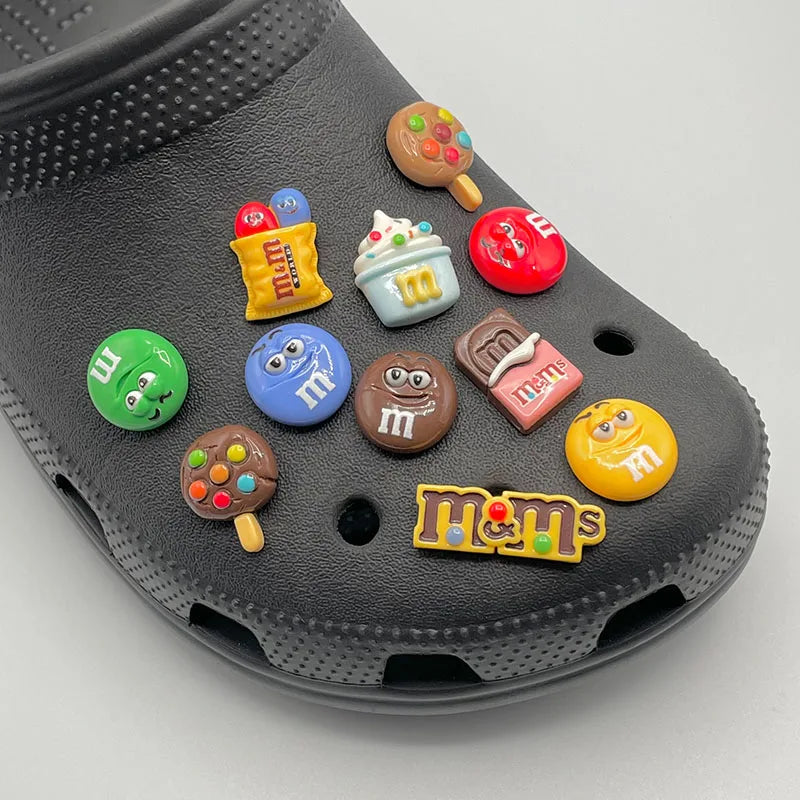 11Pcs Funny Letter M Bean Garden Shoe Charms - Cute Candy Decor Pins for Kids Sandals & Slippers Accessories - Perfect for DIY Shoe Decor, Birthday Gifts and Summer Fashion