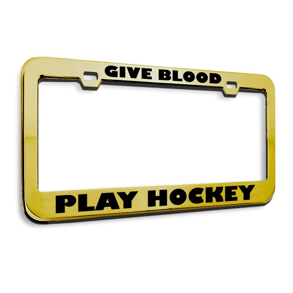 Speedy Pros Metal License Plate Frame - Gold 2 Hole Design for Cars | Durable Blood Donation & Hockey Sports Theme Car Accessory | Perfect for Charity Events & Sports Fans