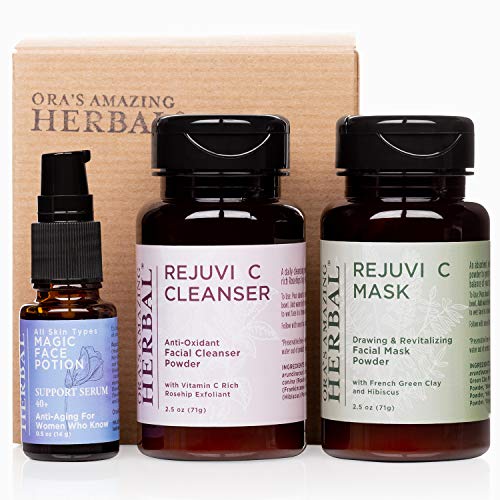 Natural Face Care Regimen & Magic Face Potion | Rejuvi C Cleanser & Gentle Powder Facial Cleanser for All Skin Types | Ora's Amazing Herbal Skincare | Perfect for Daily Cleansing & Sensitive Skin Care Routine