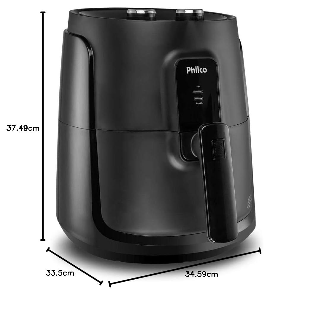 Philco PFR15PG 4.4L 1500W Black Air Fryer - Healthy Oil-Free Cooking for Family Meals, Snacks & Quick Dinners - 127V