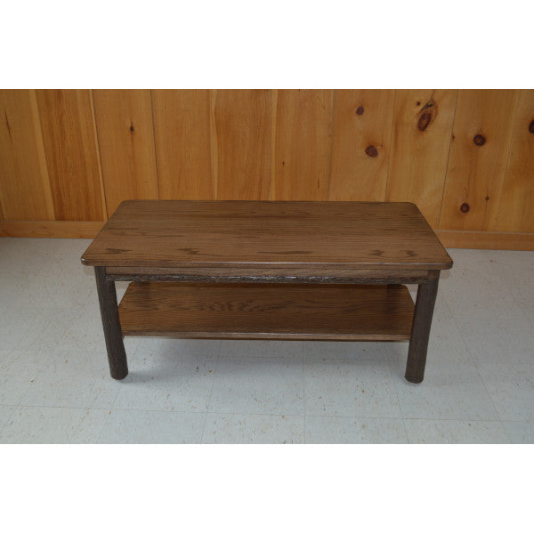 Solid Hickory Wood Coffee Table with Storage Shelf - Rustic Farmhouse Living Room Furniture for Home Decor & Relaxation