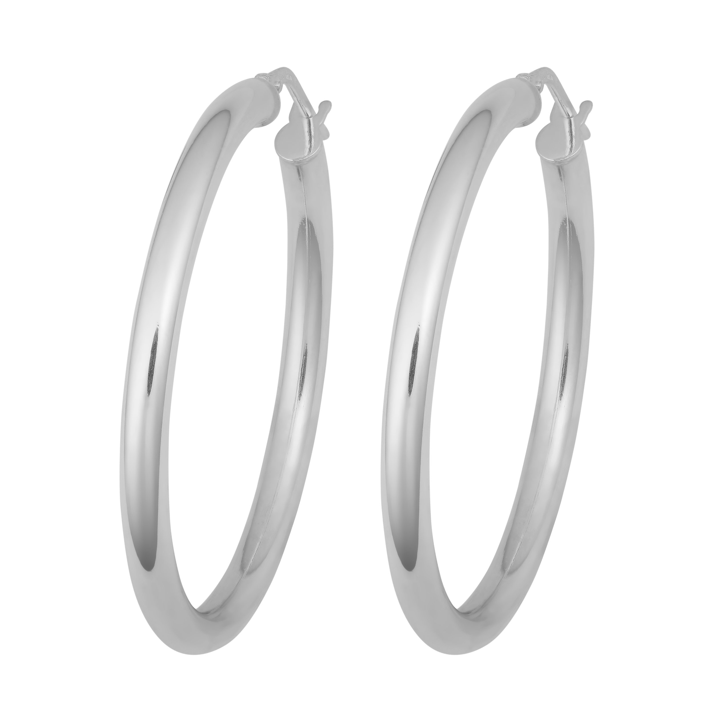 Sterling Silver 3x30mm Round High Polish Hoop Earrings for Women - Hypoallergenic & Tarnish-Resistant Jewelry - Perfect for Everyday Wear, Parties & Gifts