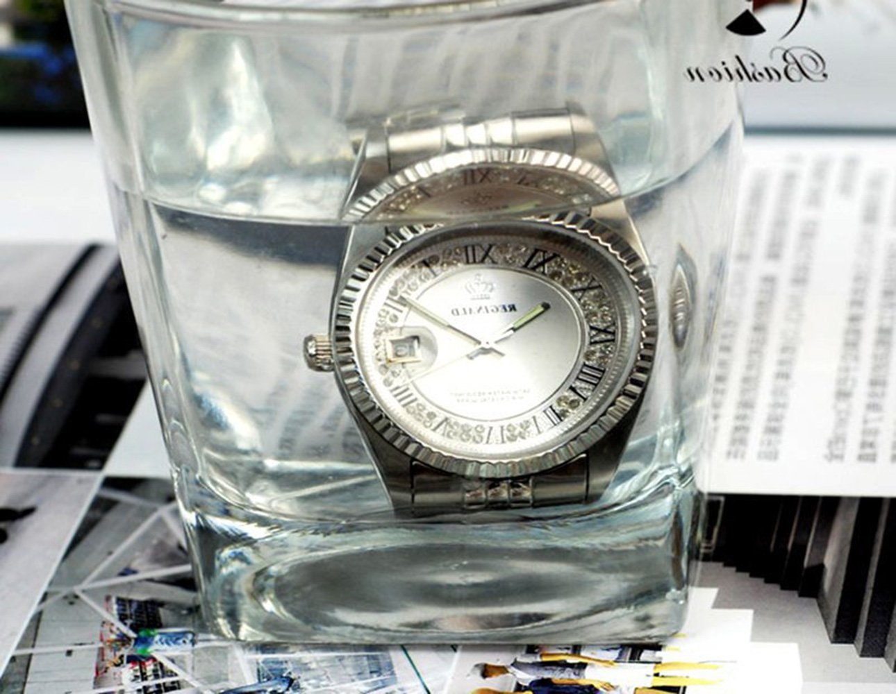 Luxury Rhinestone Stainless Steel Waterproof Couple Watches for Women & Men - Quartz Movement with Luminous Calendar Display - Perfect for Anniversary Gifts, Date Nights and Special Occasions