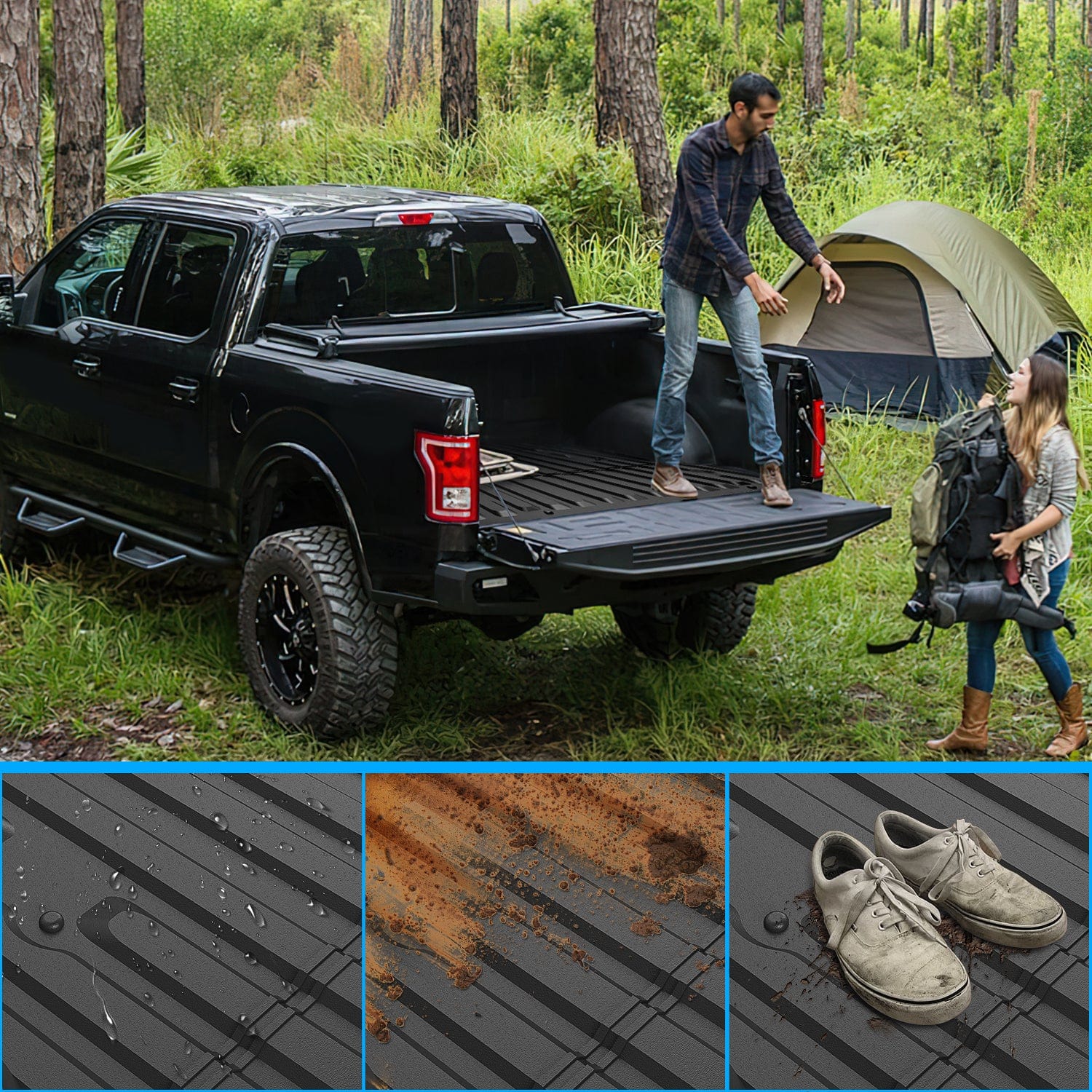 6.8ft Heavy Duty Rubber Truck Bed Mat for 2017-2023 Ford F-250/F-350/F-450 - Durable Anti-Slip Protection for Pickup Truck Cargo & Work Scenes