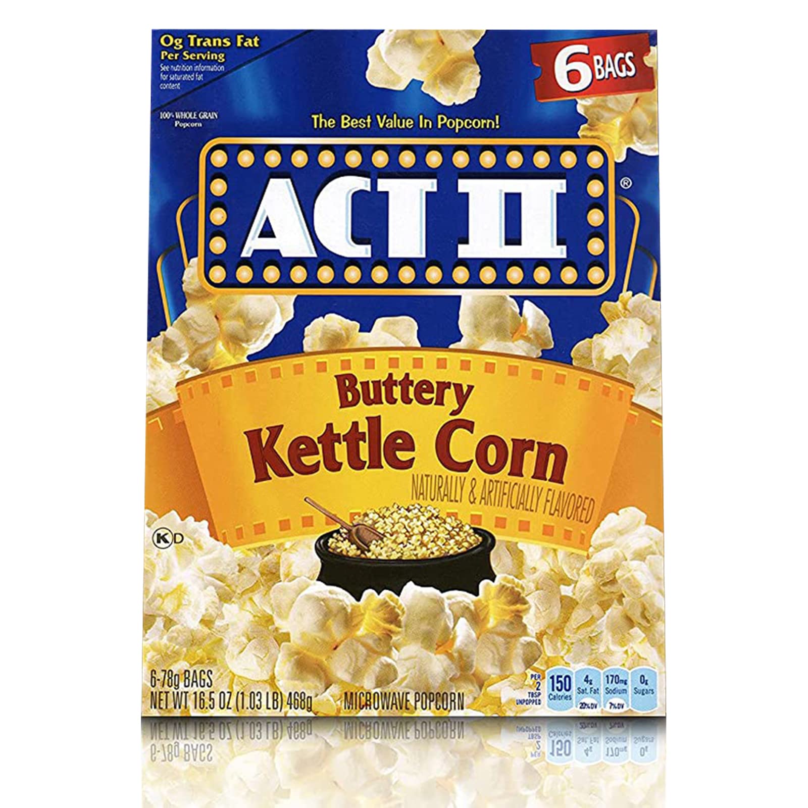 ACT II Buttery Kettle Corn - 6 Pack of Microwave Popcorn Bags - Perfect for Movie Nights, Snacking & Parties