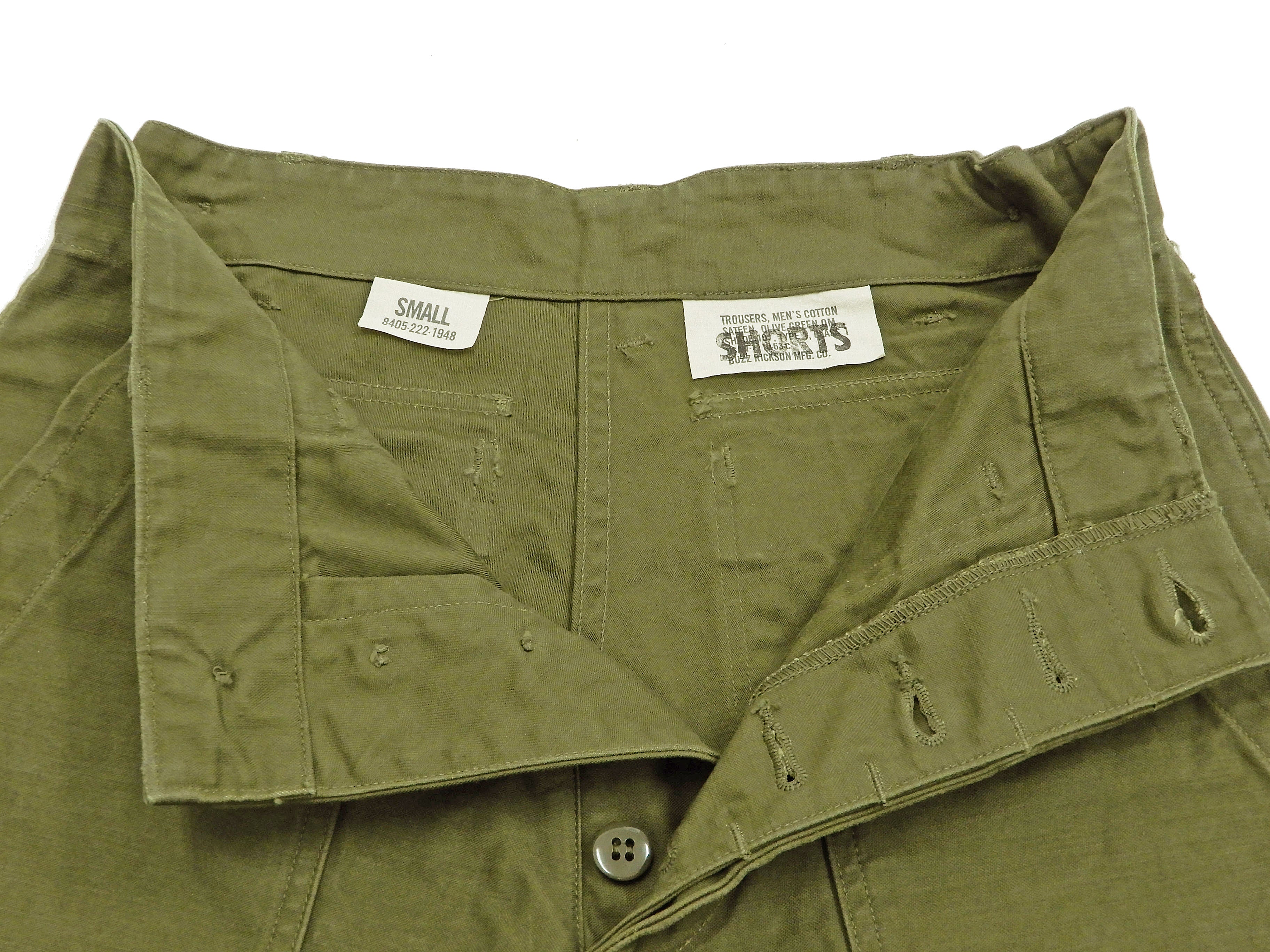 Buzz Rickson Men's Military Shorts - Olive Green Army OG 107 Style BR51735 | Durable & Comfortable for Outdoor, Hiking & Casual Wear