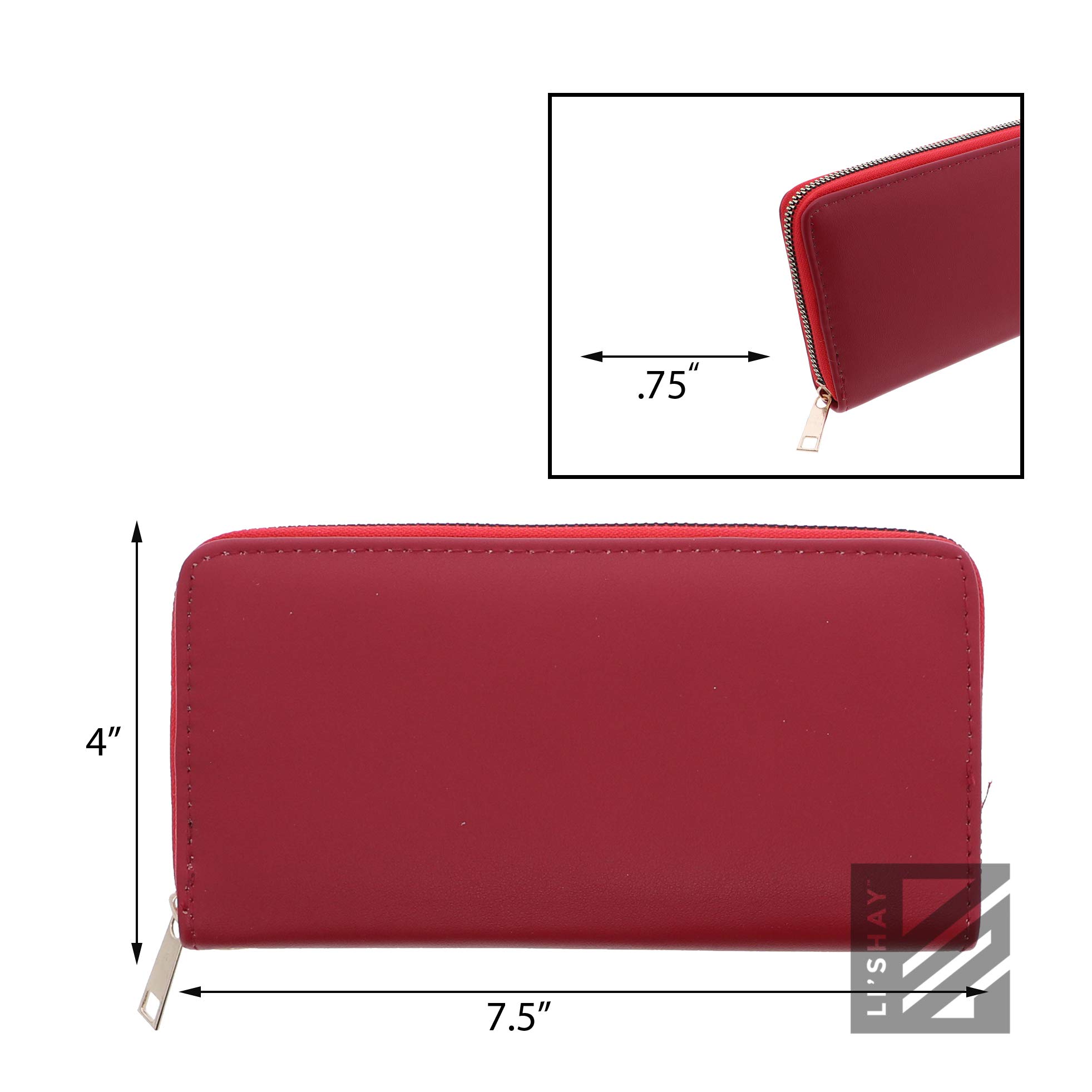 Vegan Leather Solid Color Zipper Wallet for Women - Stylish & Durable Ladies Wallet for Everyday Use, Travel, and Business